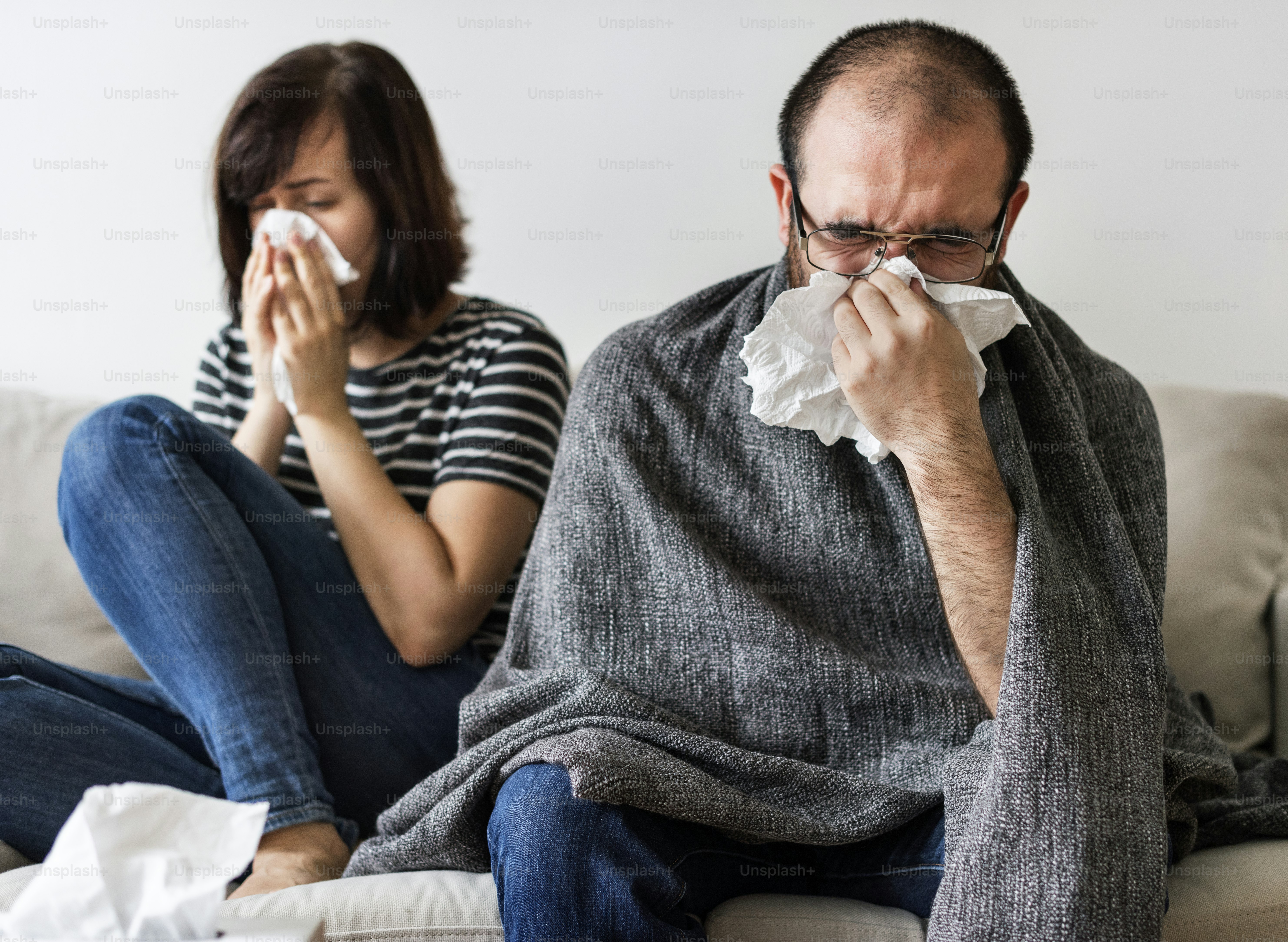 Couple sick together at home