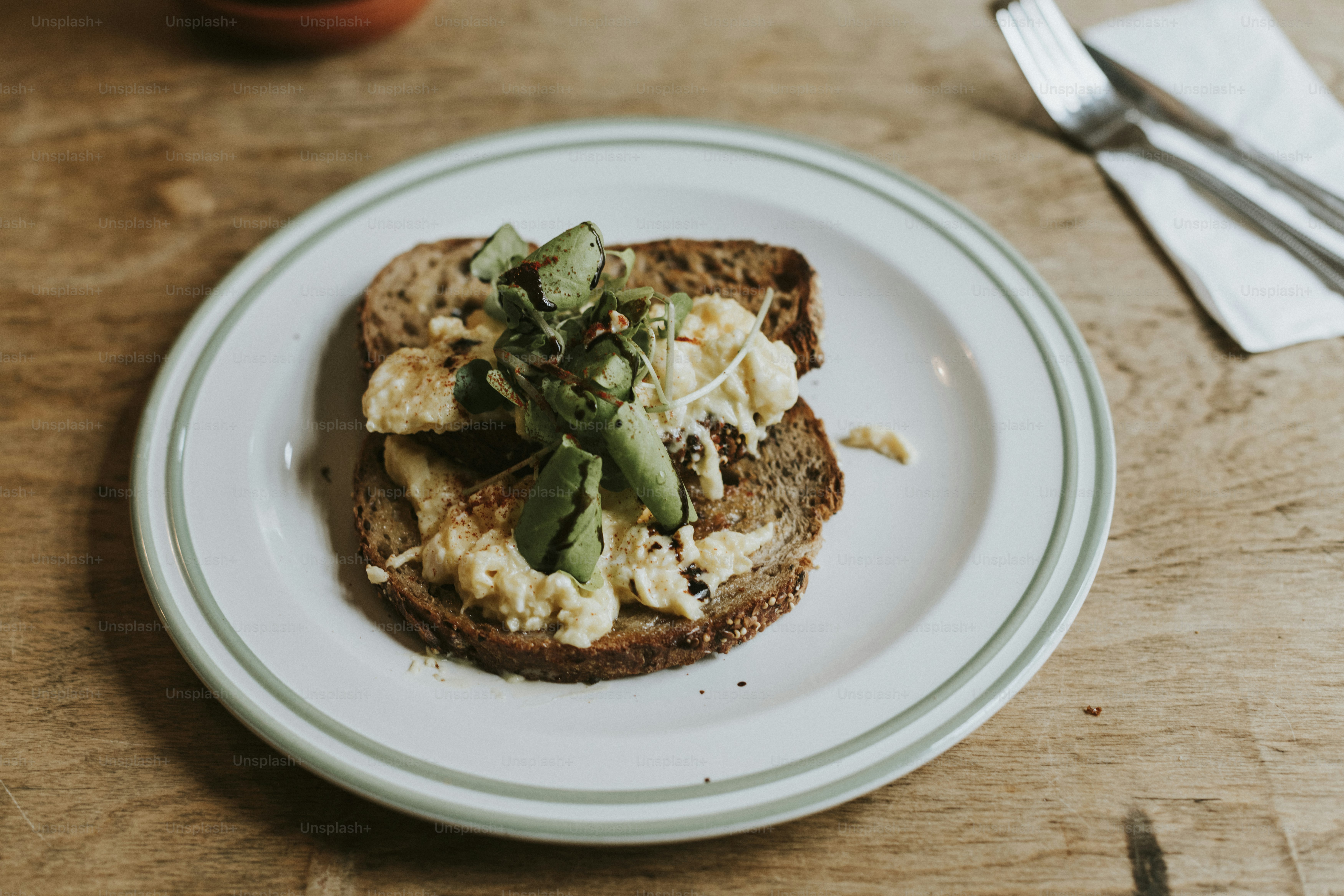 Eggs and veggies on a toast