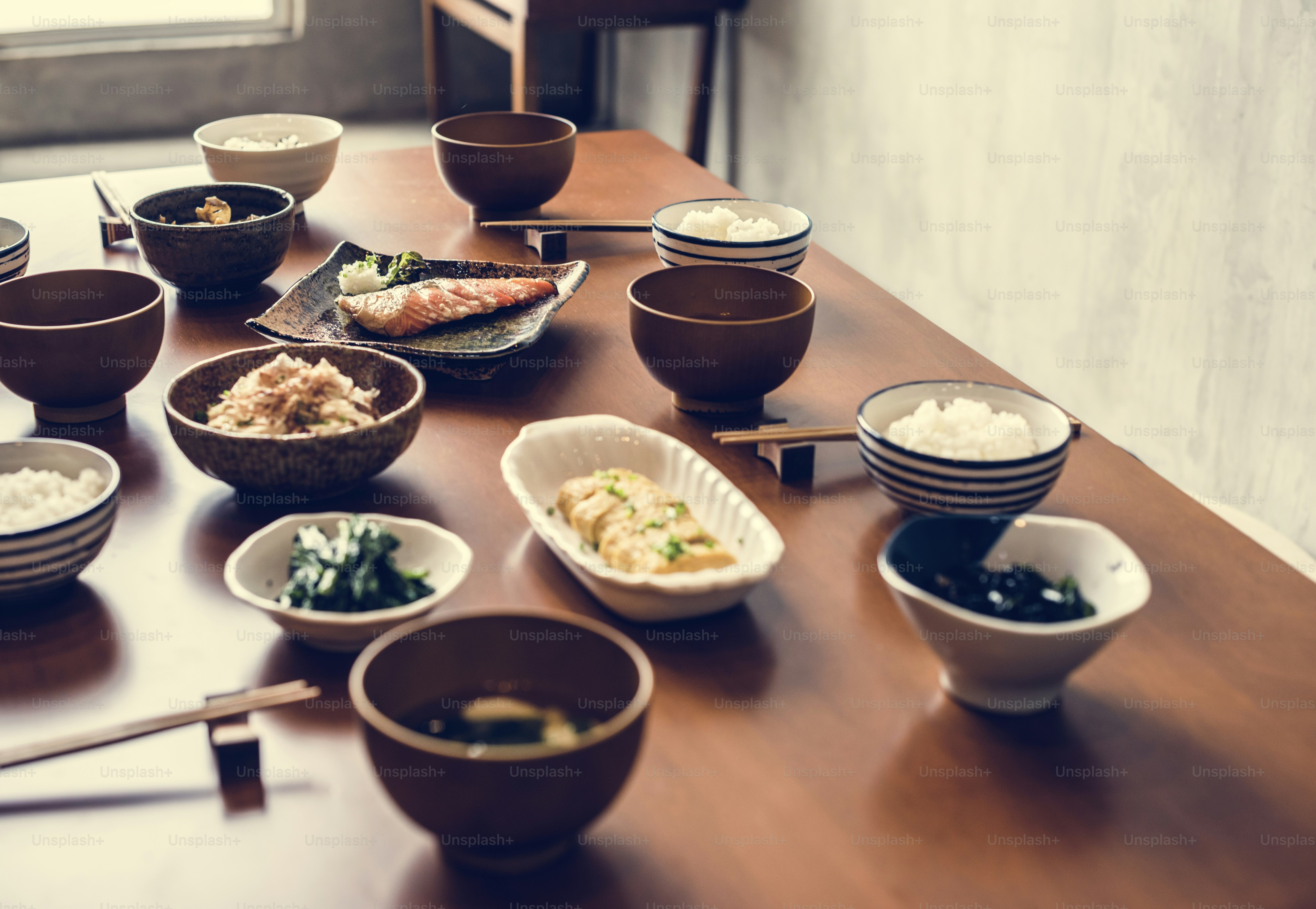 Japanese food set on the table