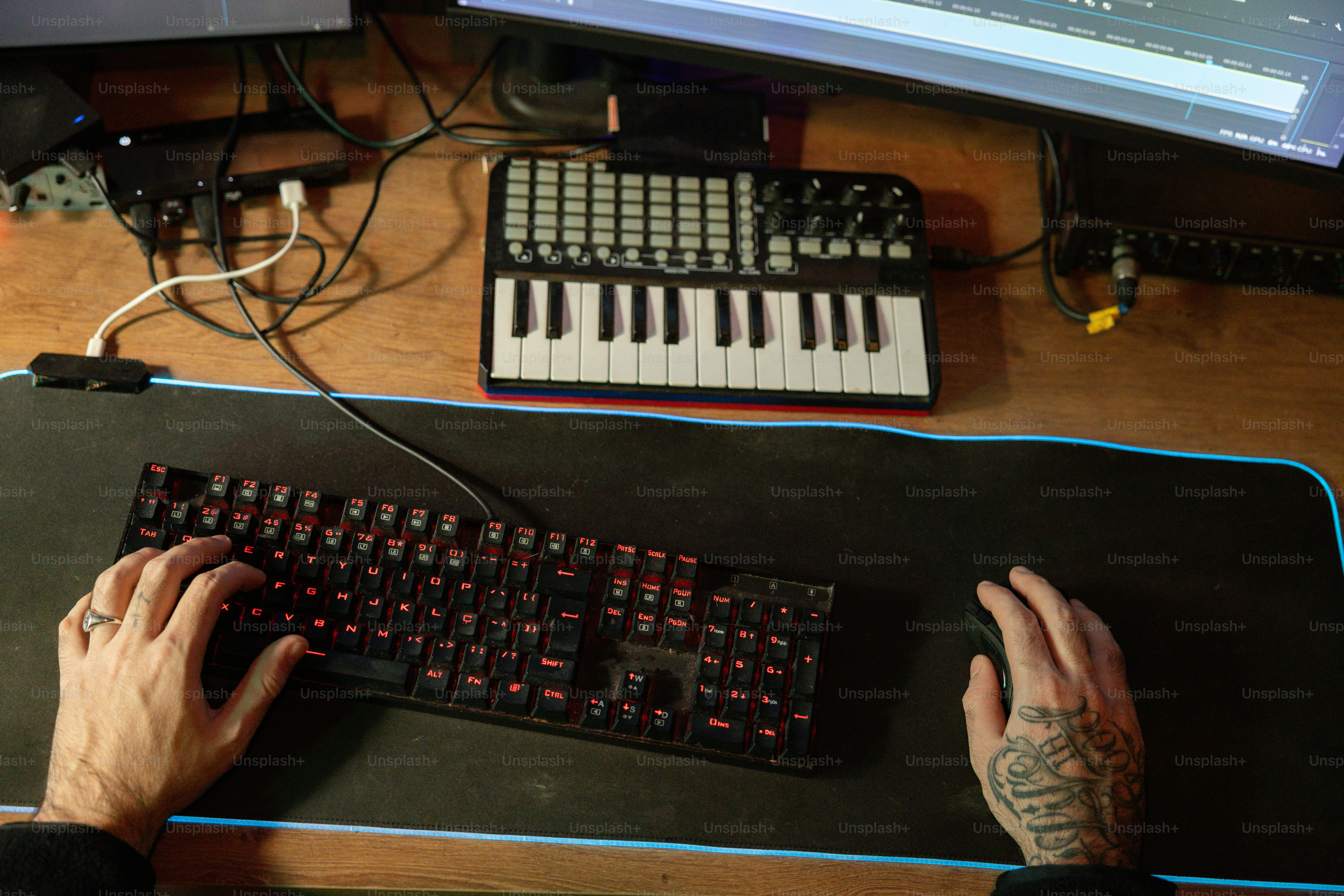 A person is typing on a computer keyboard photo – Video editor Image on ...