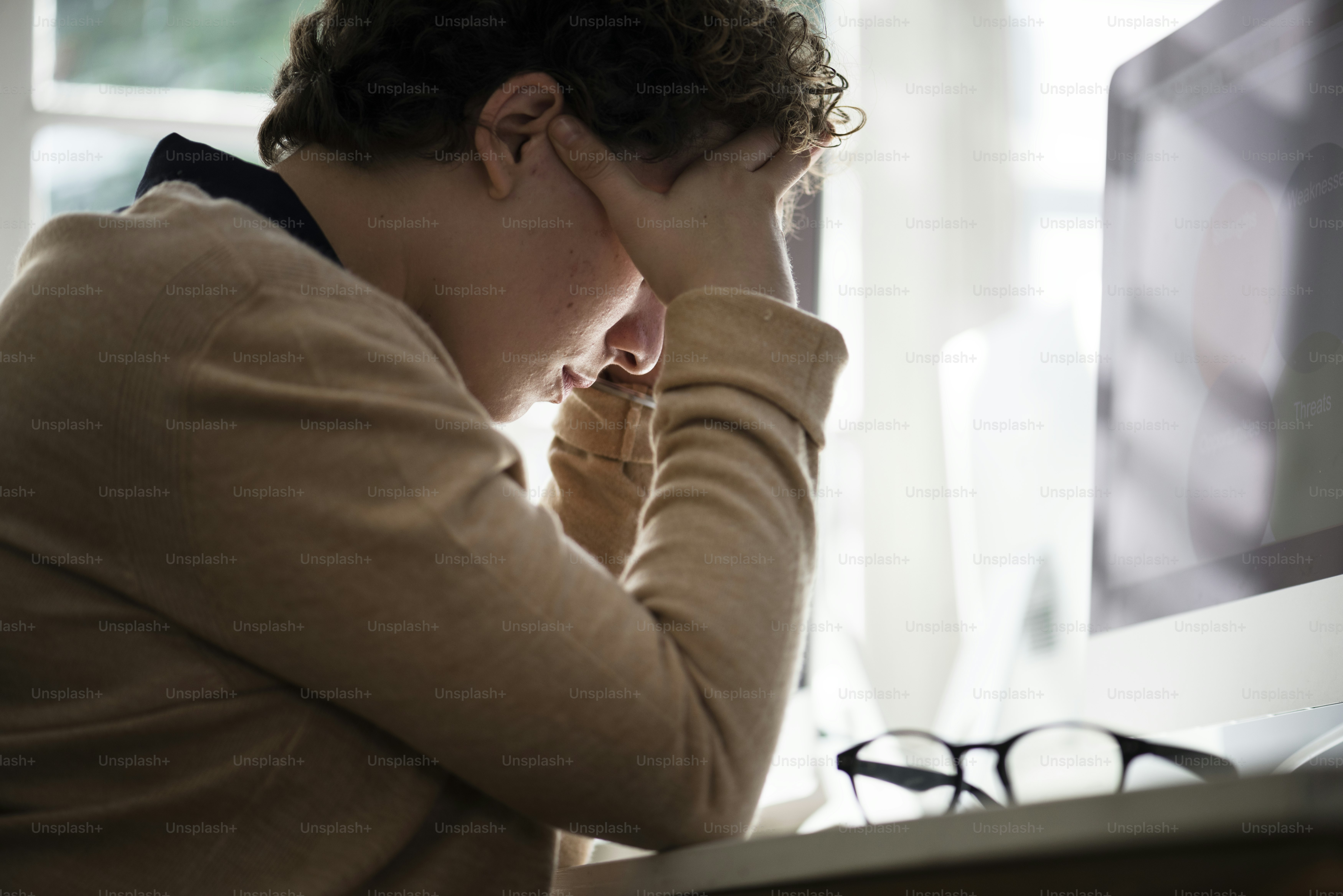 Businesswoman stressed and tired