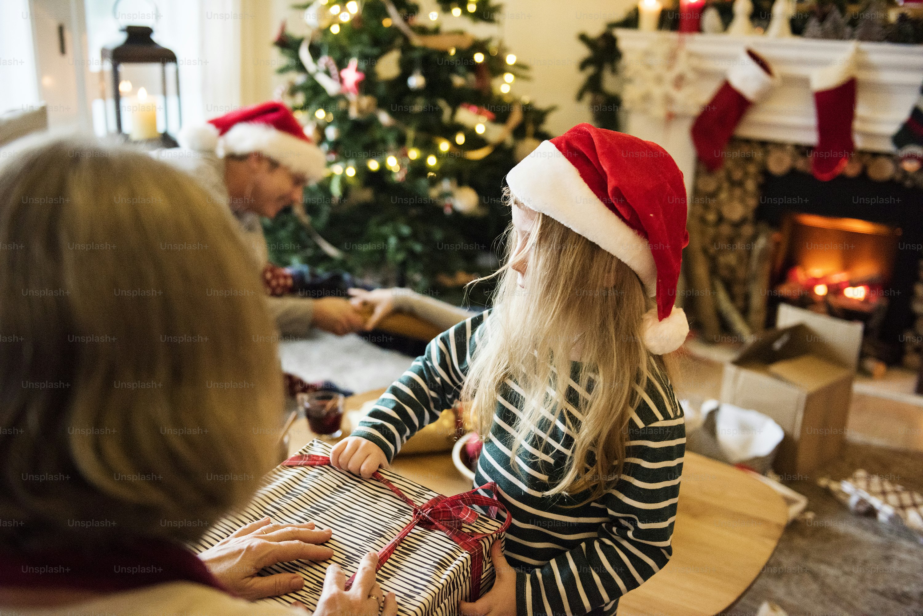Young Caucasian girl enjoying Christmas holiday