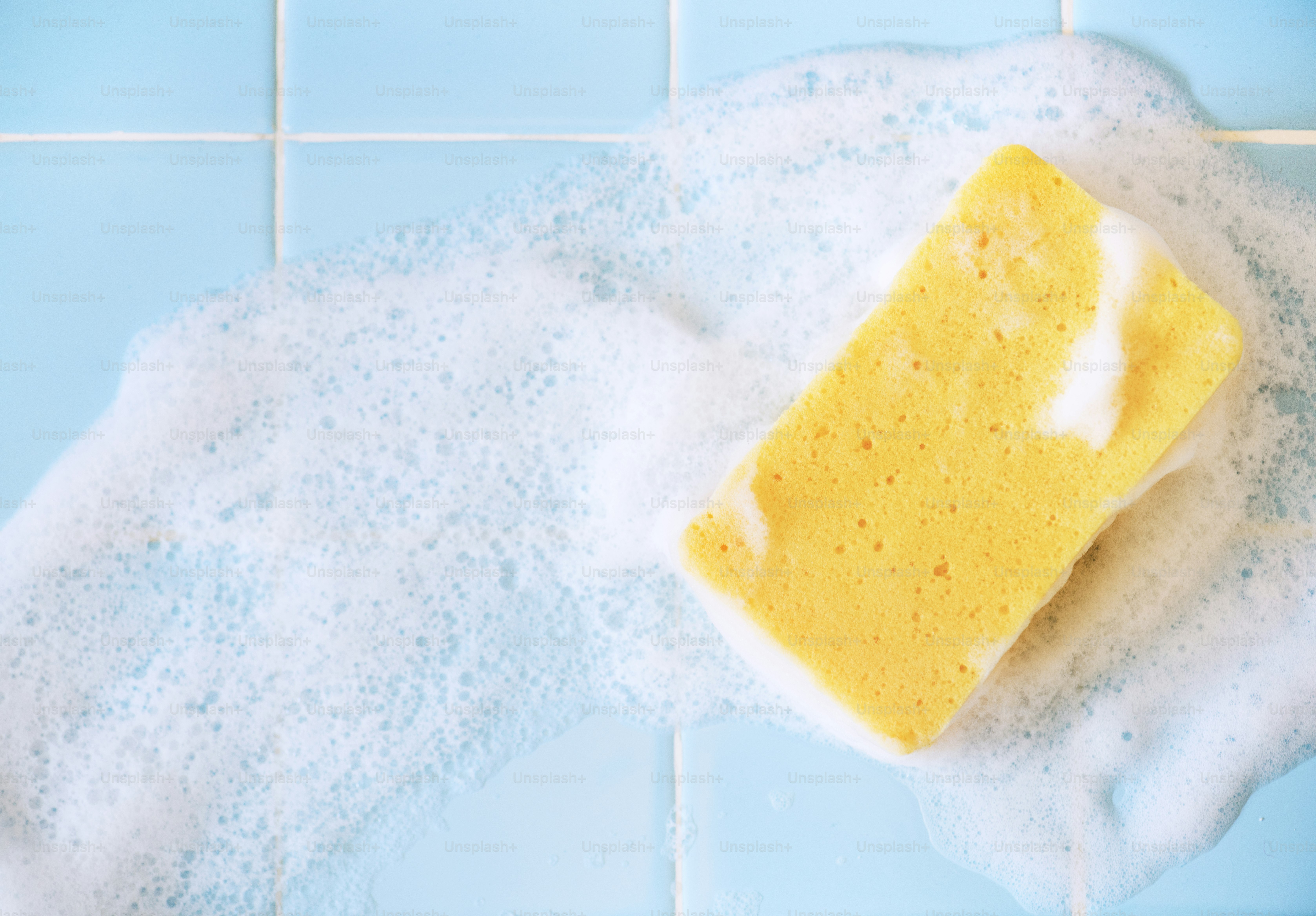 Sponge washing with foam