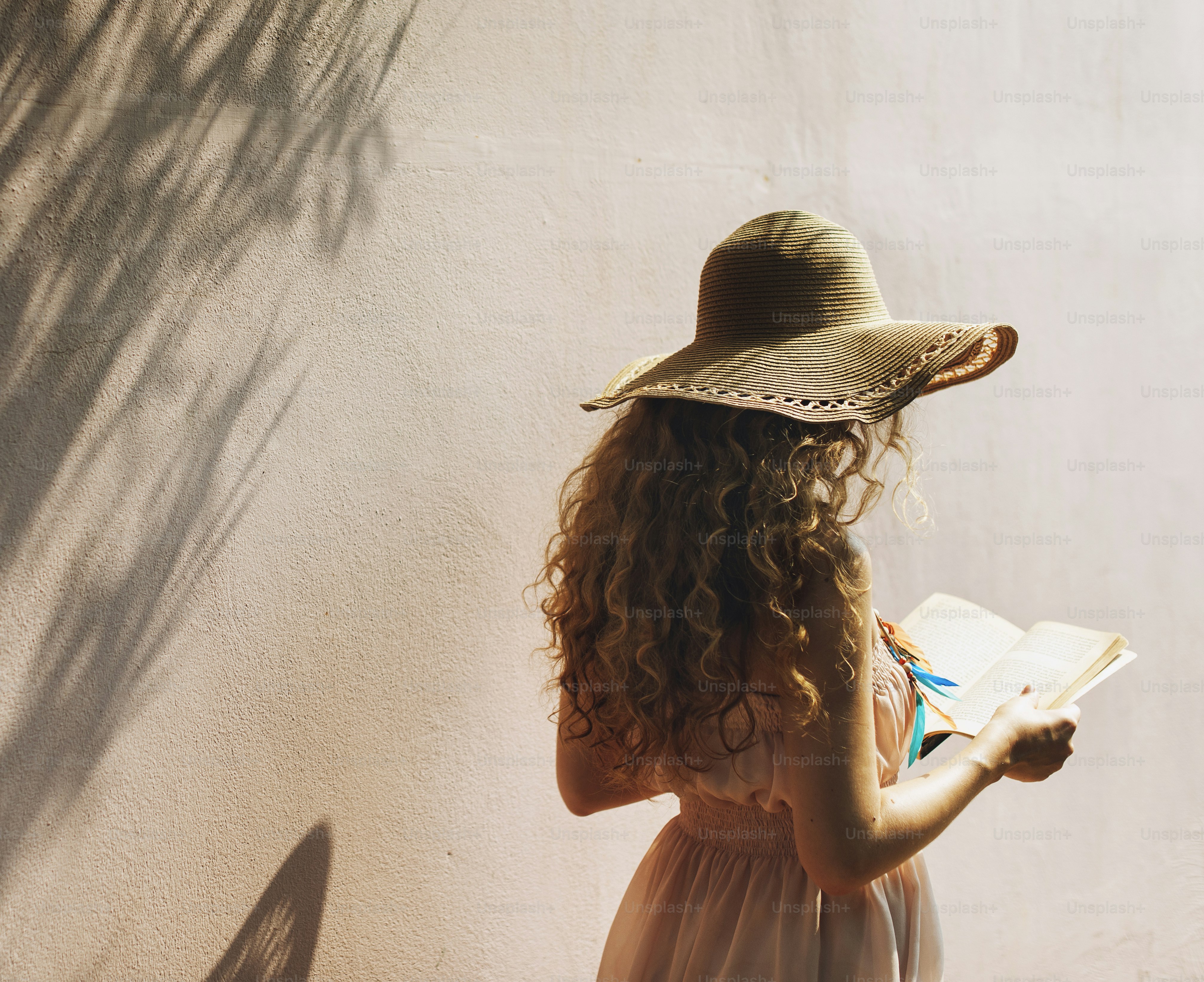 A caucasian woman is enjoying the summer time