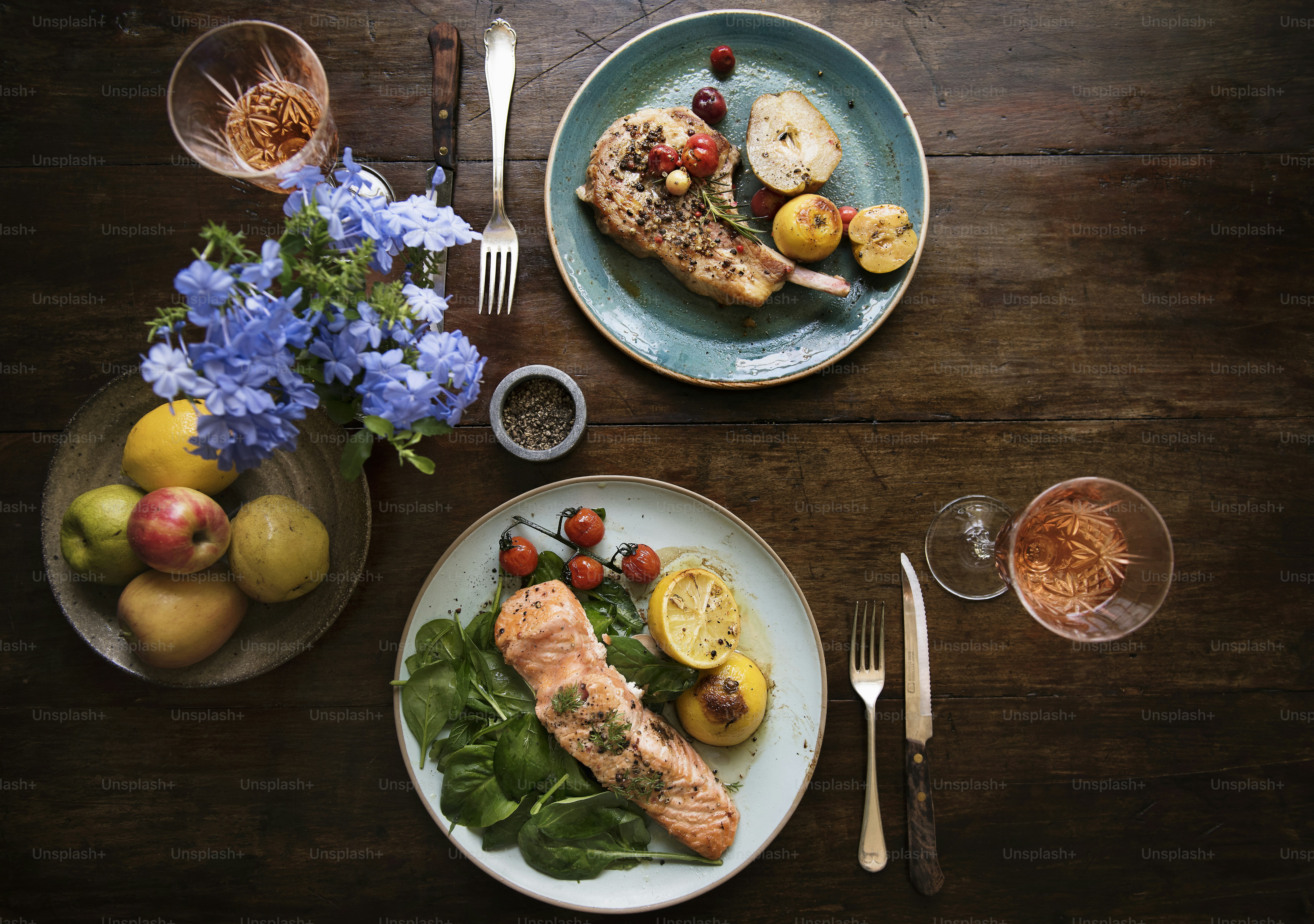 Table for two food photography recipe idea