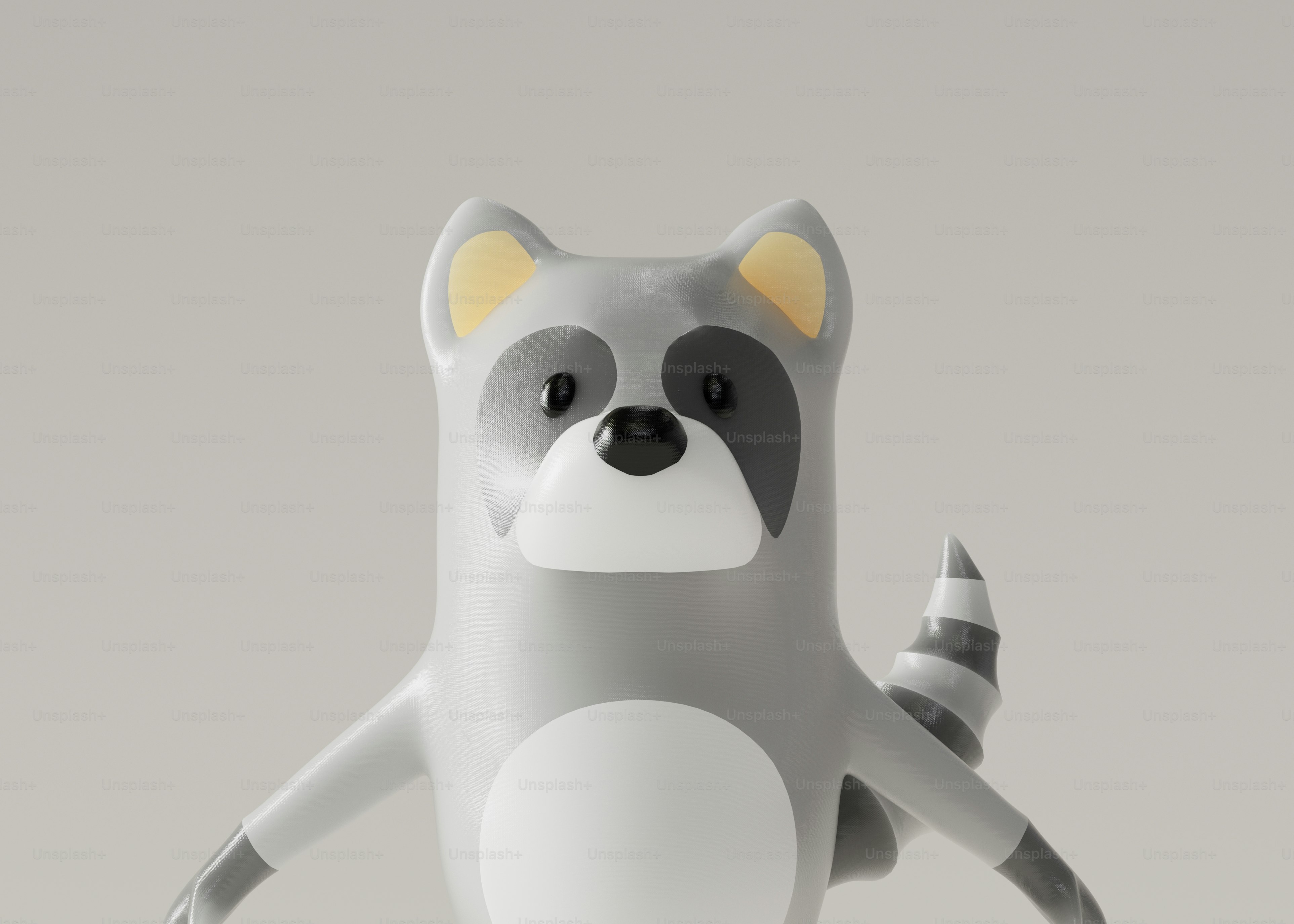 A cartoon raccoon is standing with his legs crossed