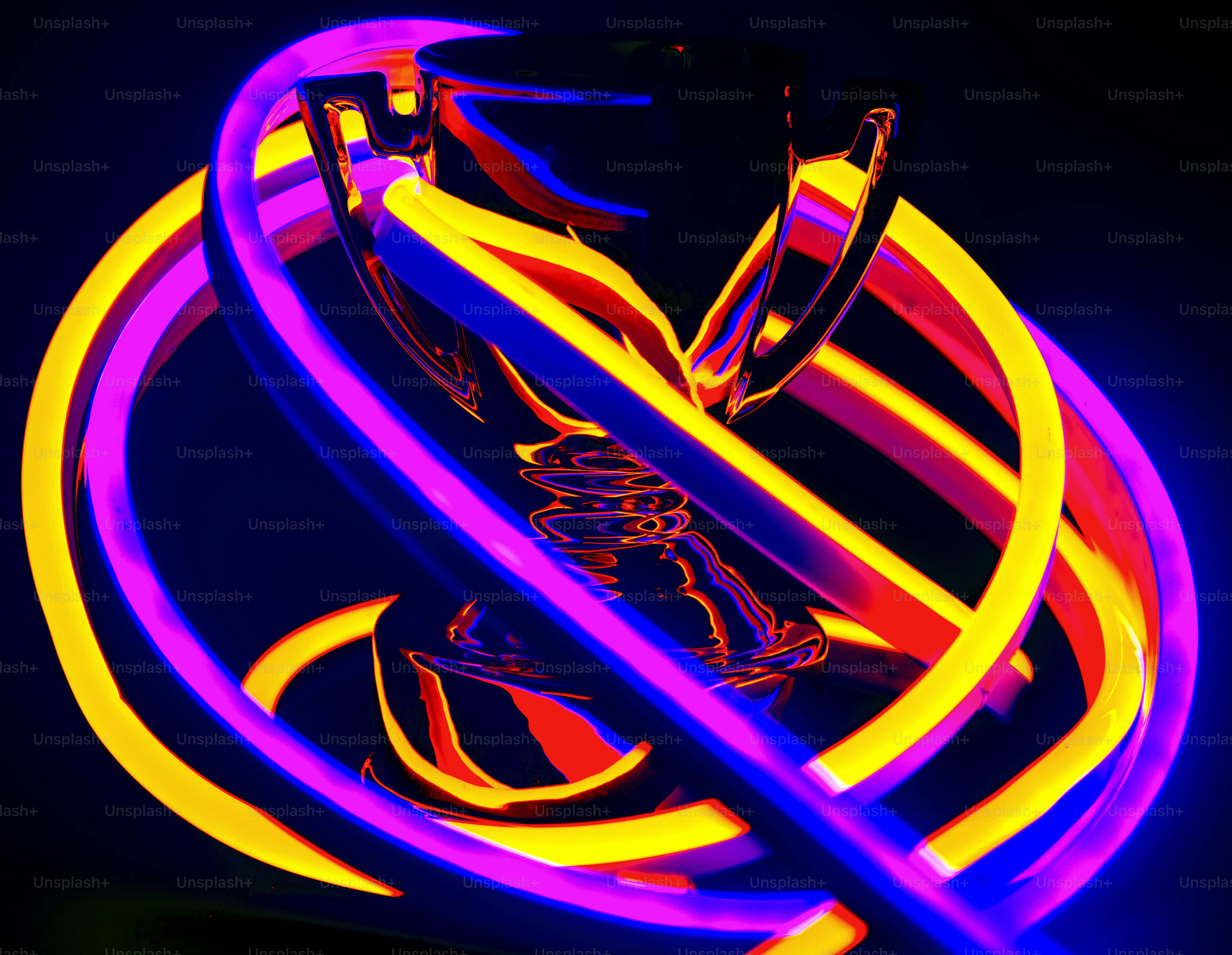 ネオンライトで覆われたトロフィー