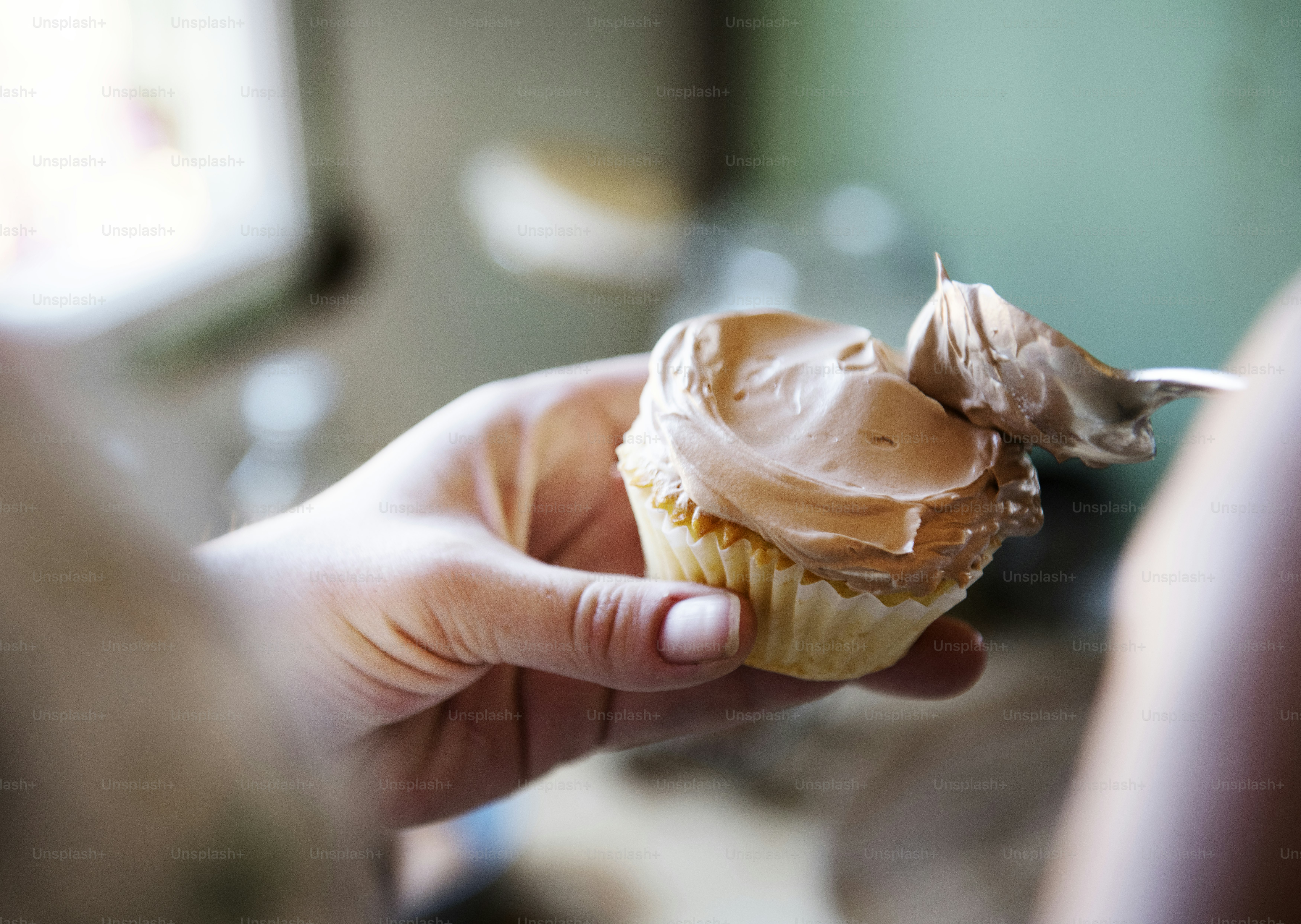 Ideia de receita de fotografia de comida de cupcake de chocolate