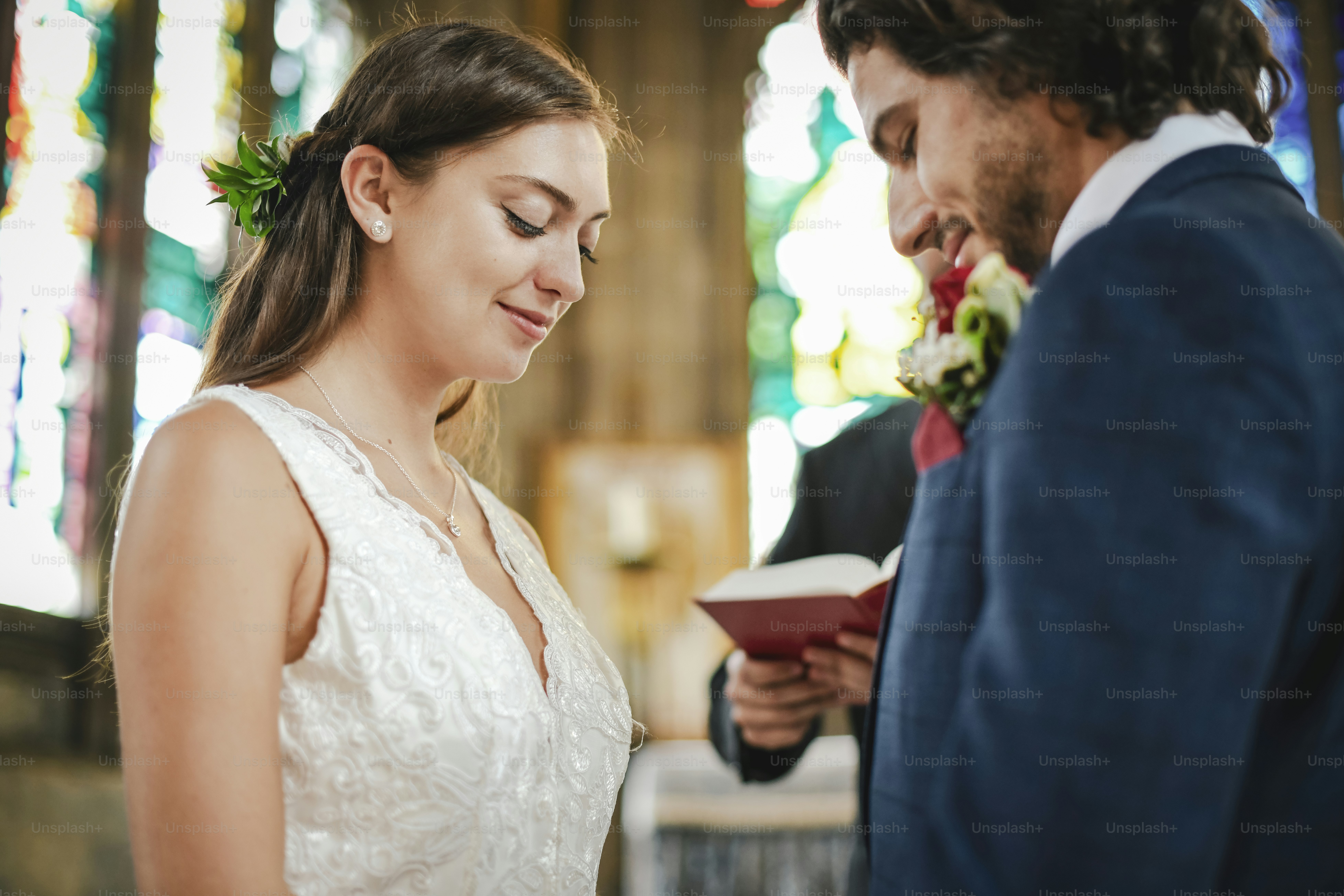 Bride and groom at the altar