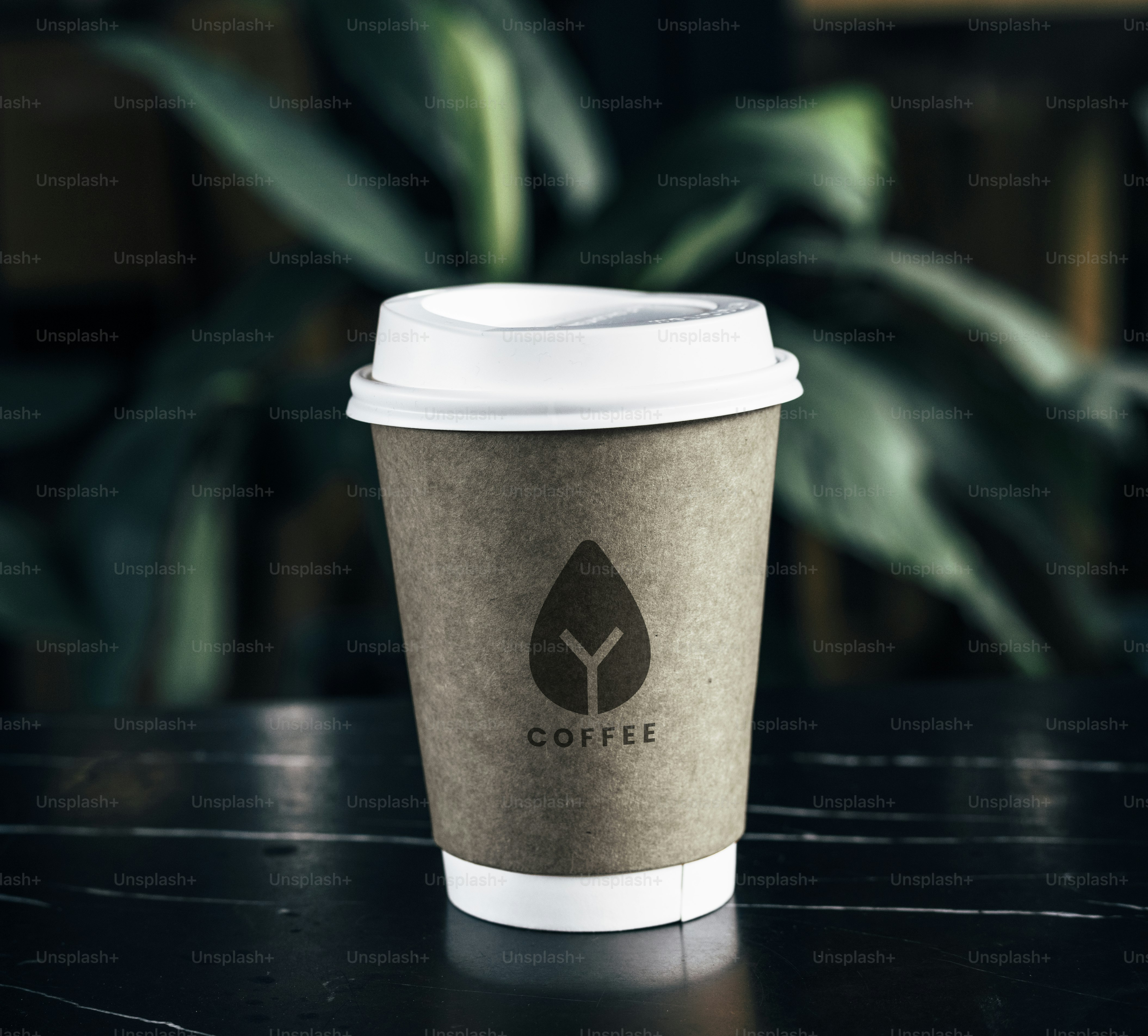 Disposable coffee paper cup mockup design
