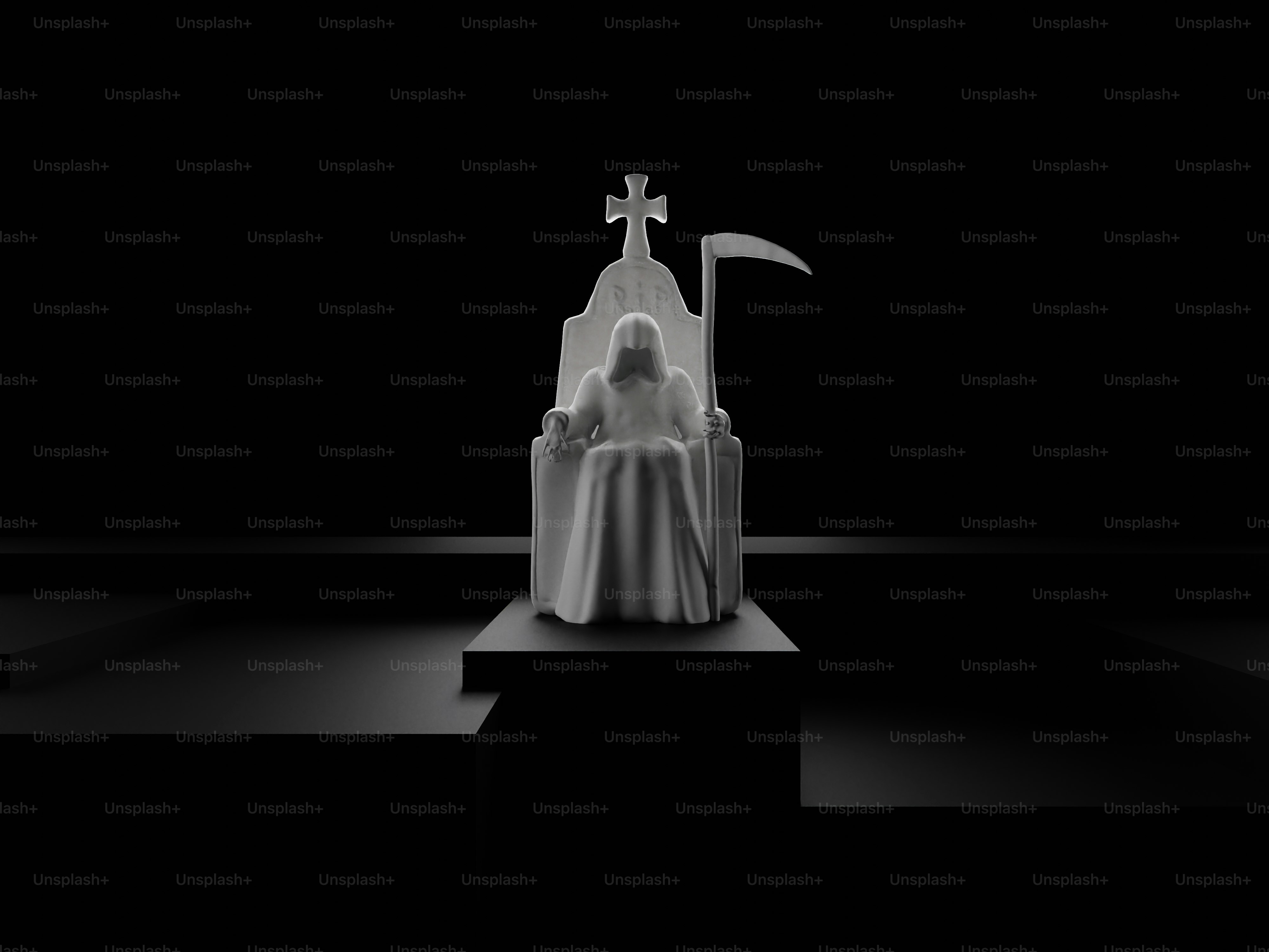 Una foto en blanco y negro de una estatua de Jesús