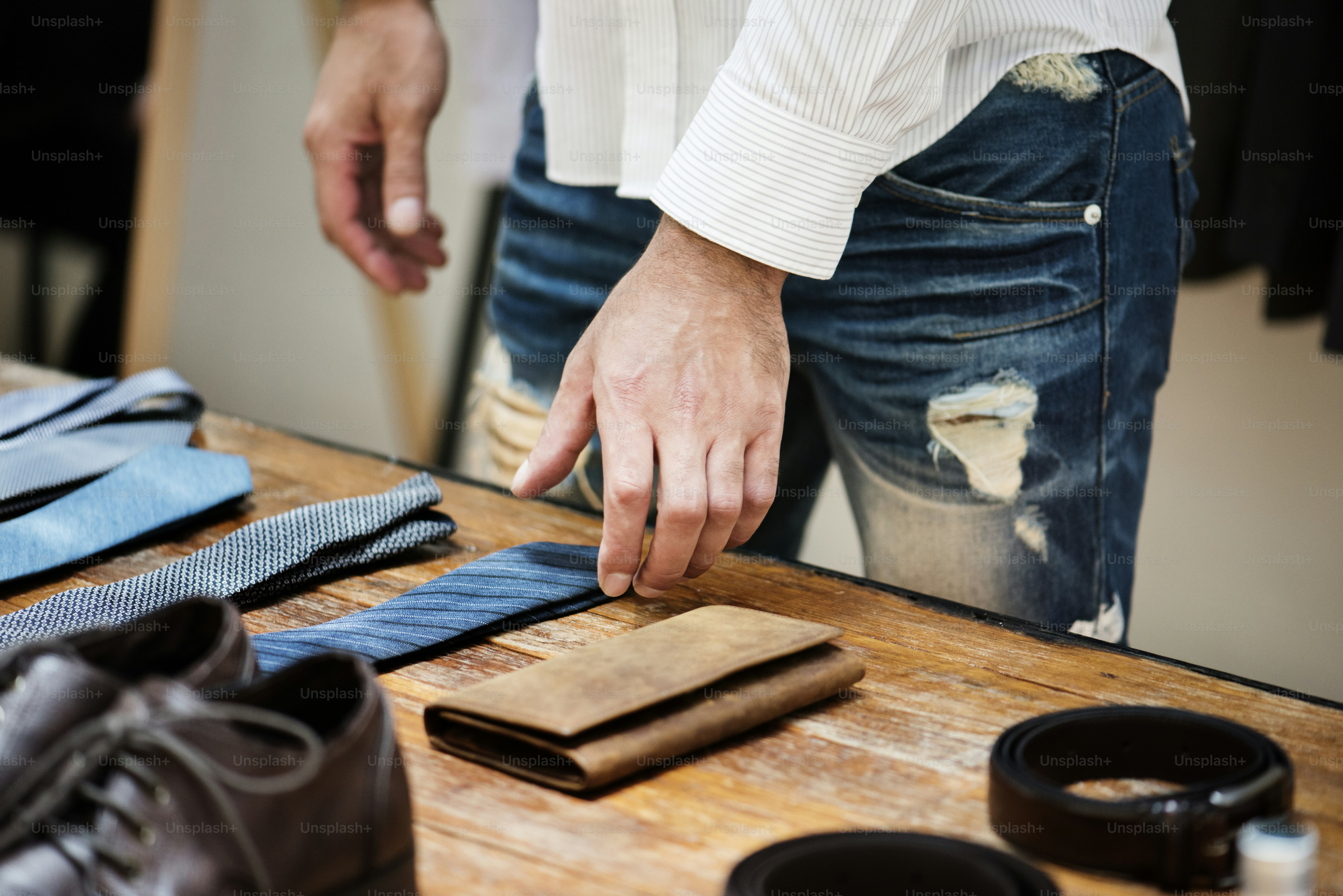 Man choosing neckties