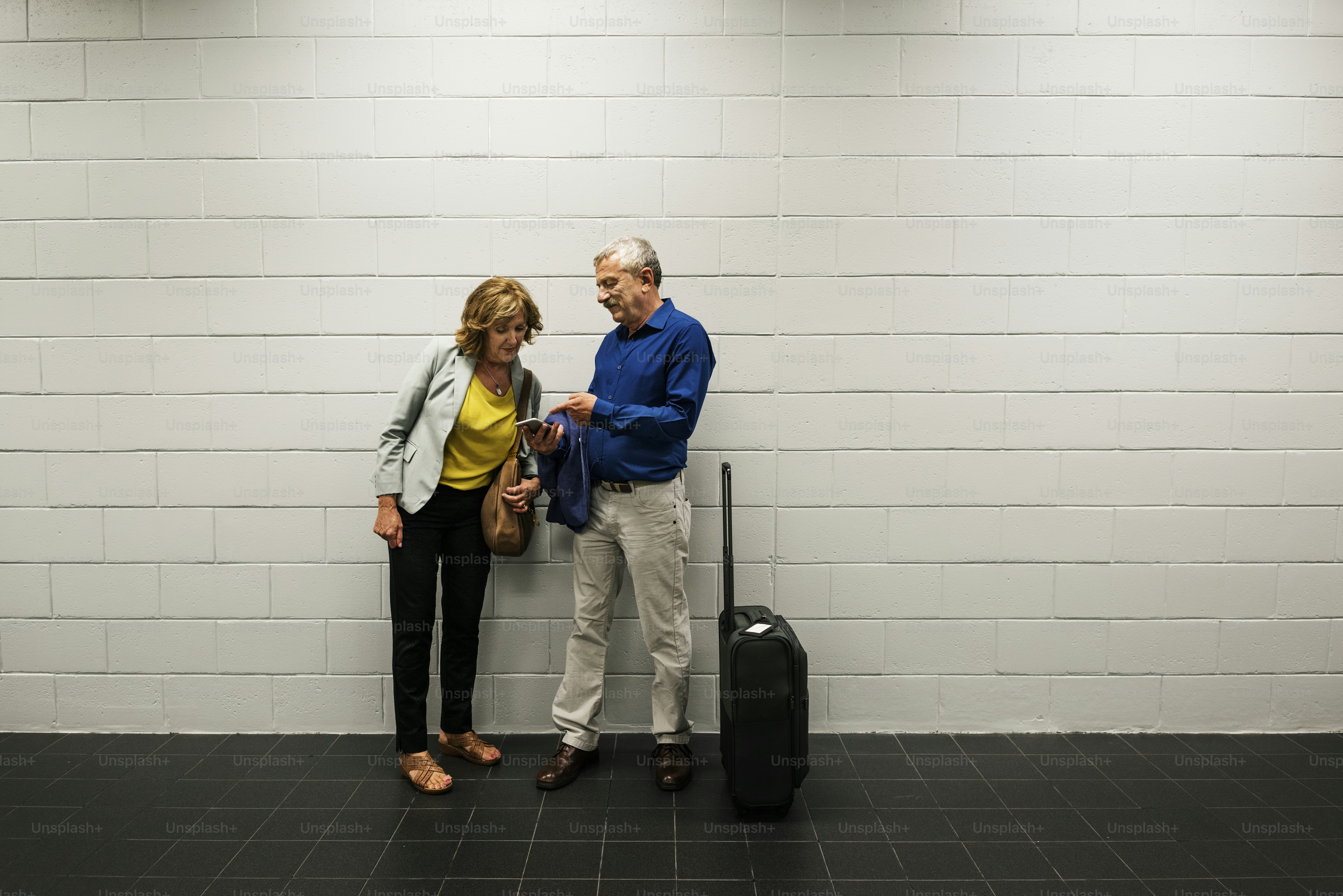 Caucasian couple at the airport