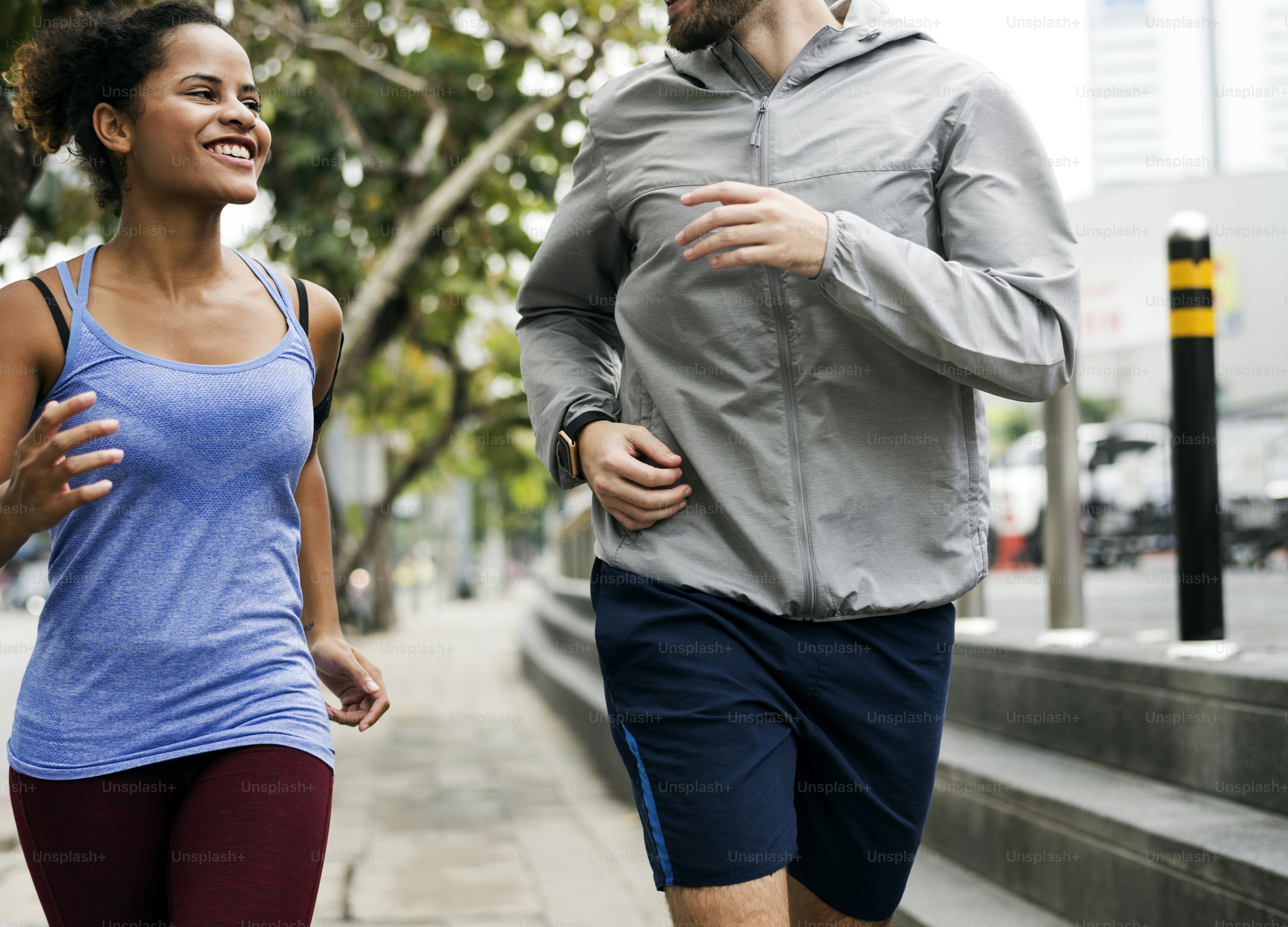 Couple working out together