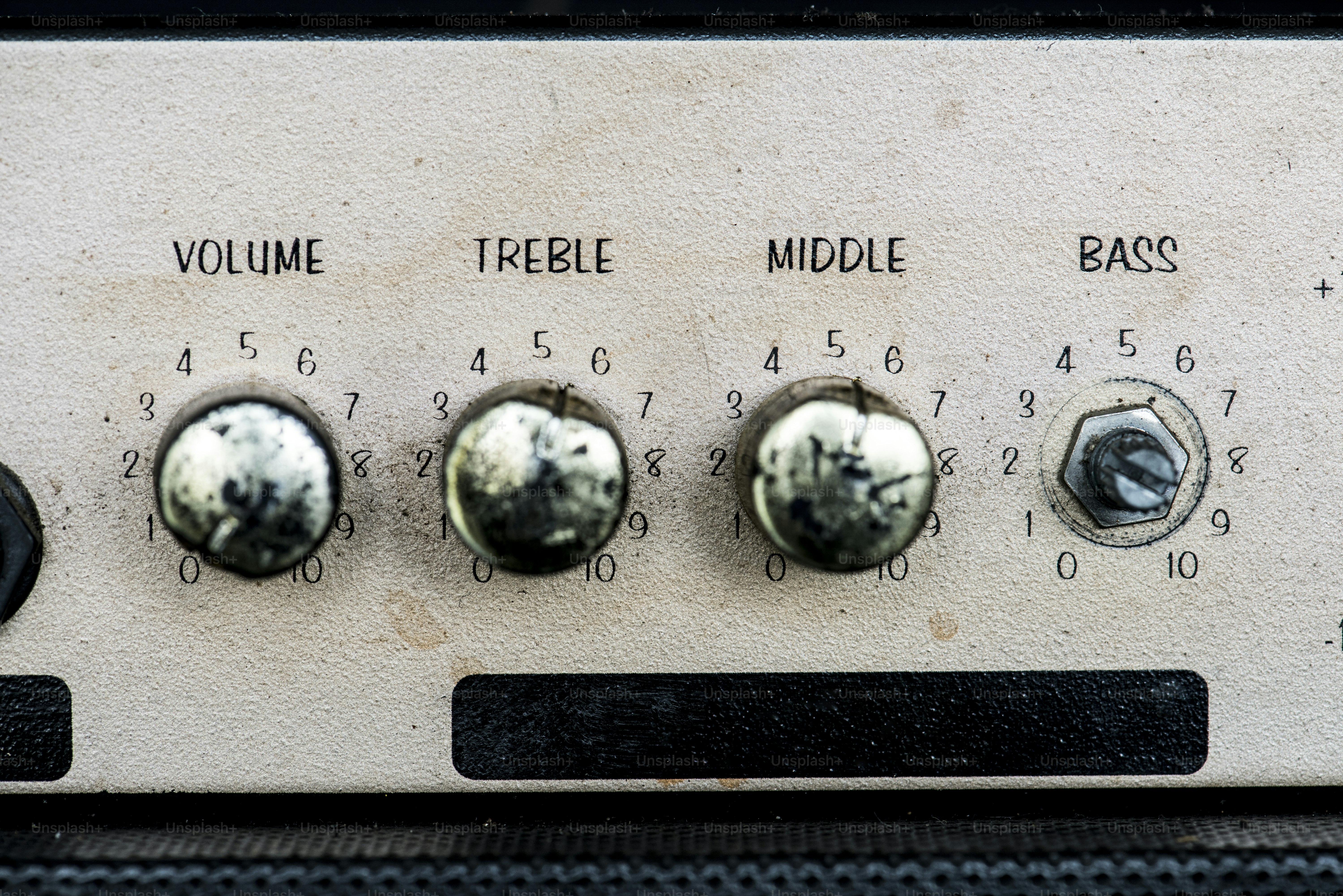 Closeup of antique vintage stereo system macro