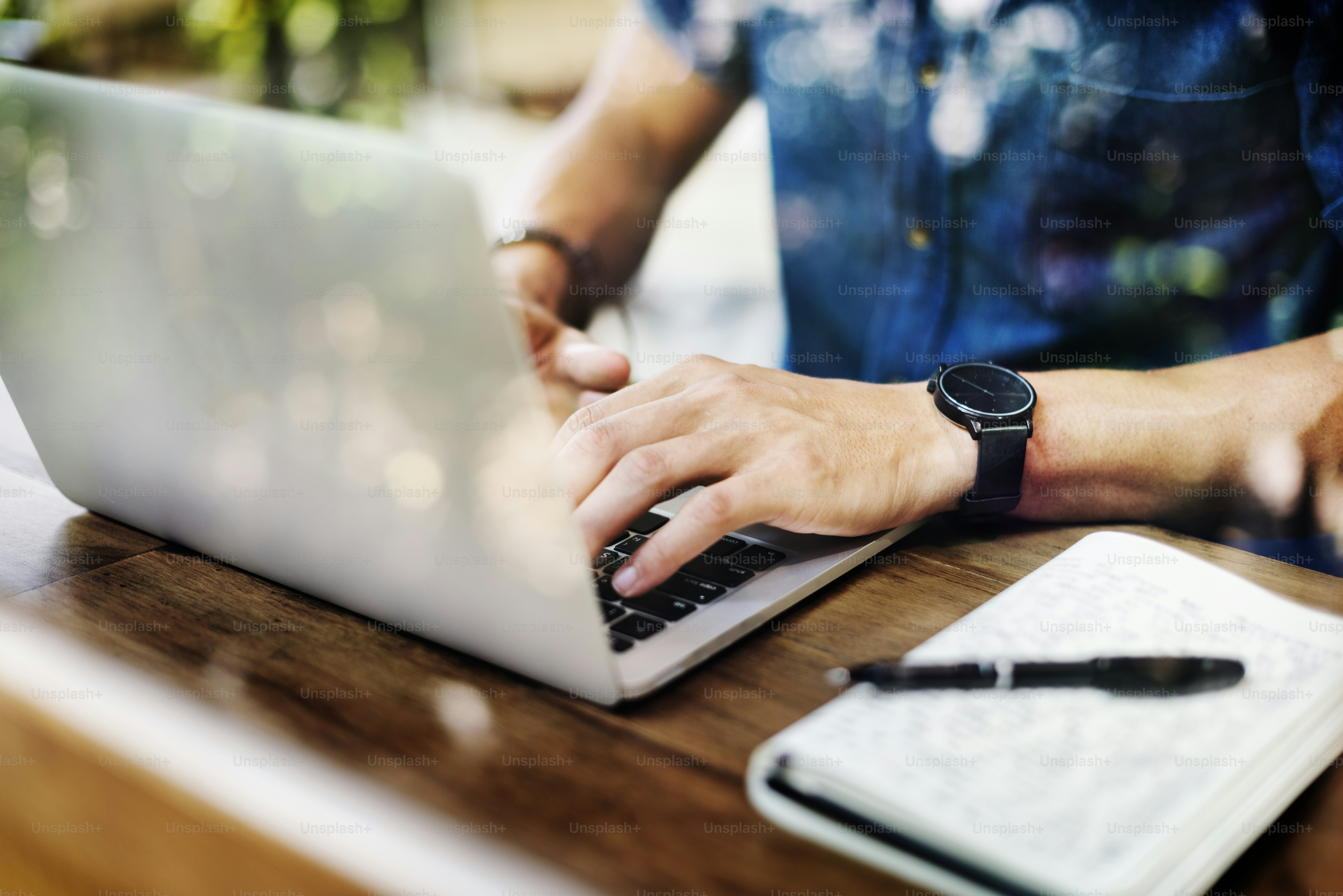 Man Working Laptop Connecting Networking Concept