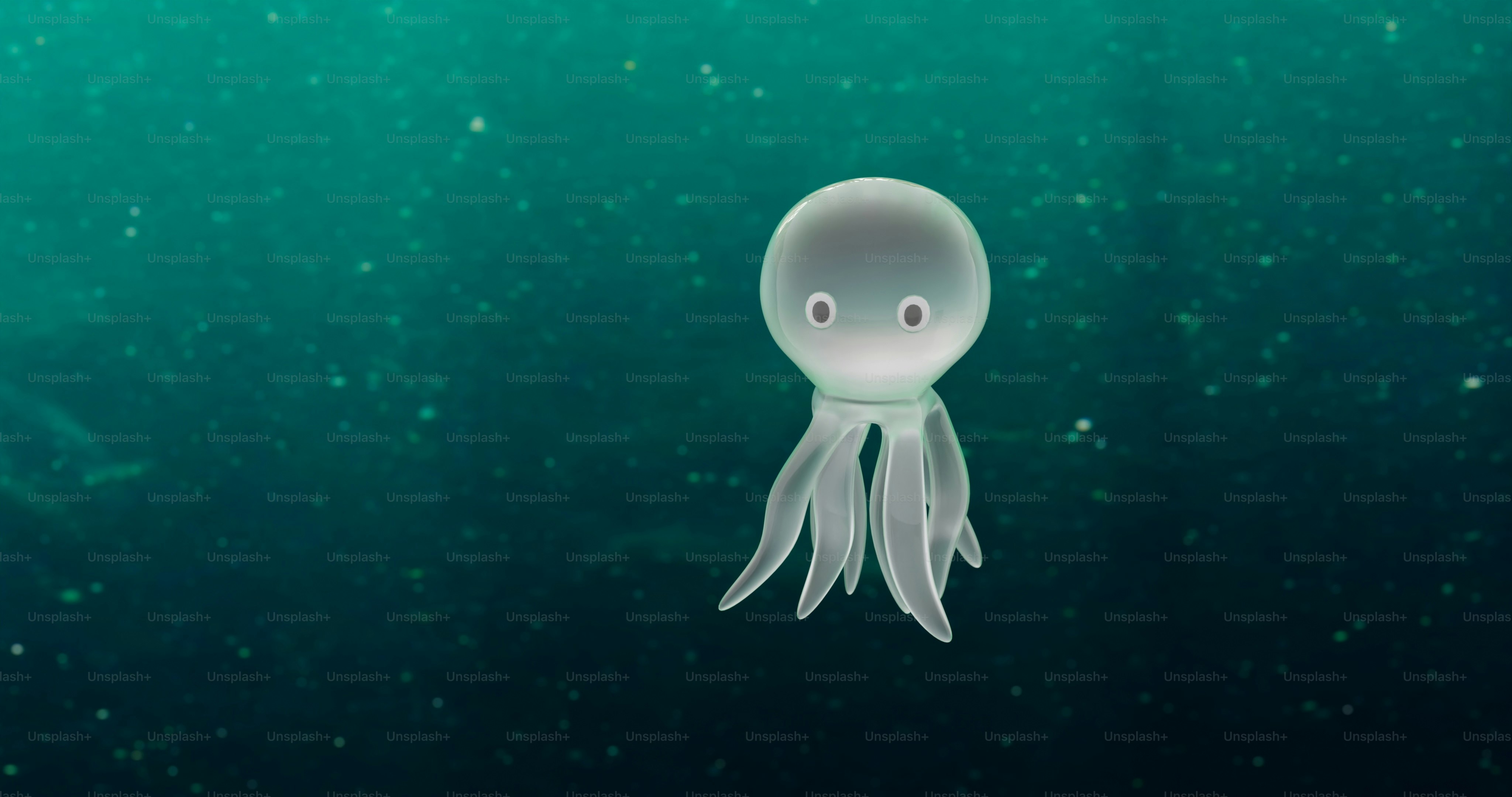 Una medusa che galleggia nell'acqua con le bolle