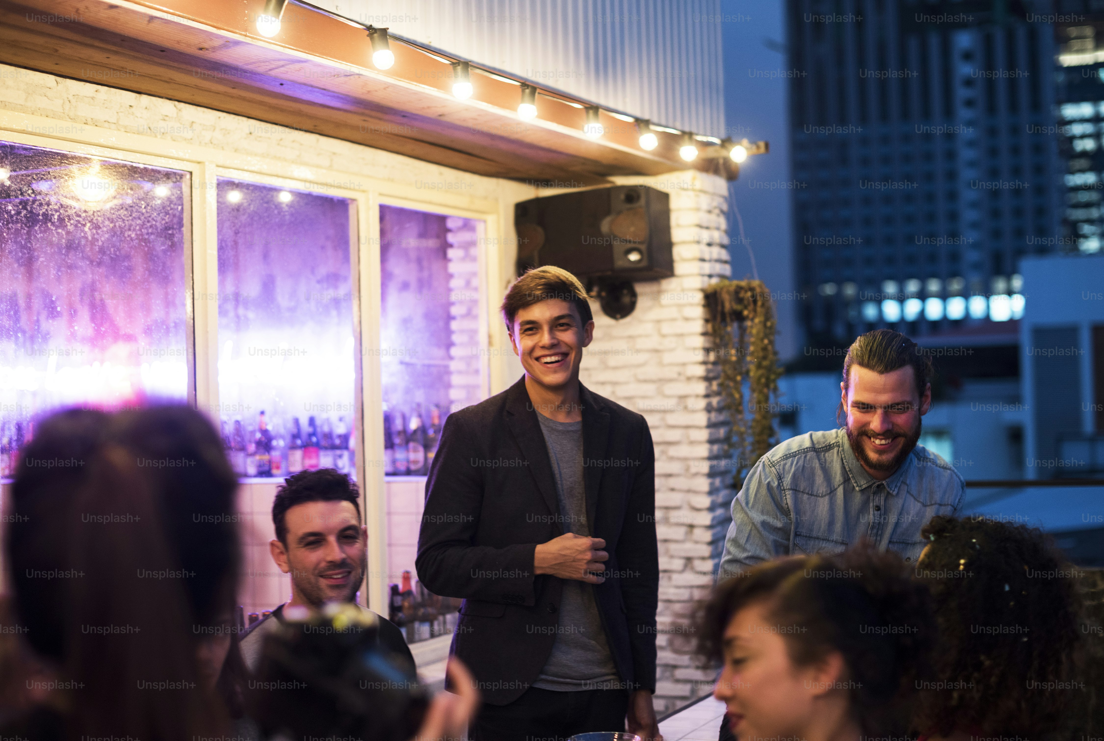 Group of friends having a party