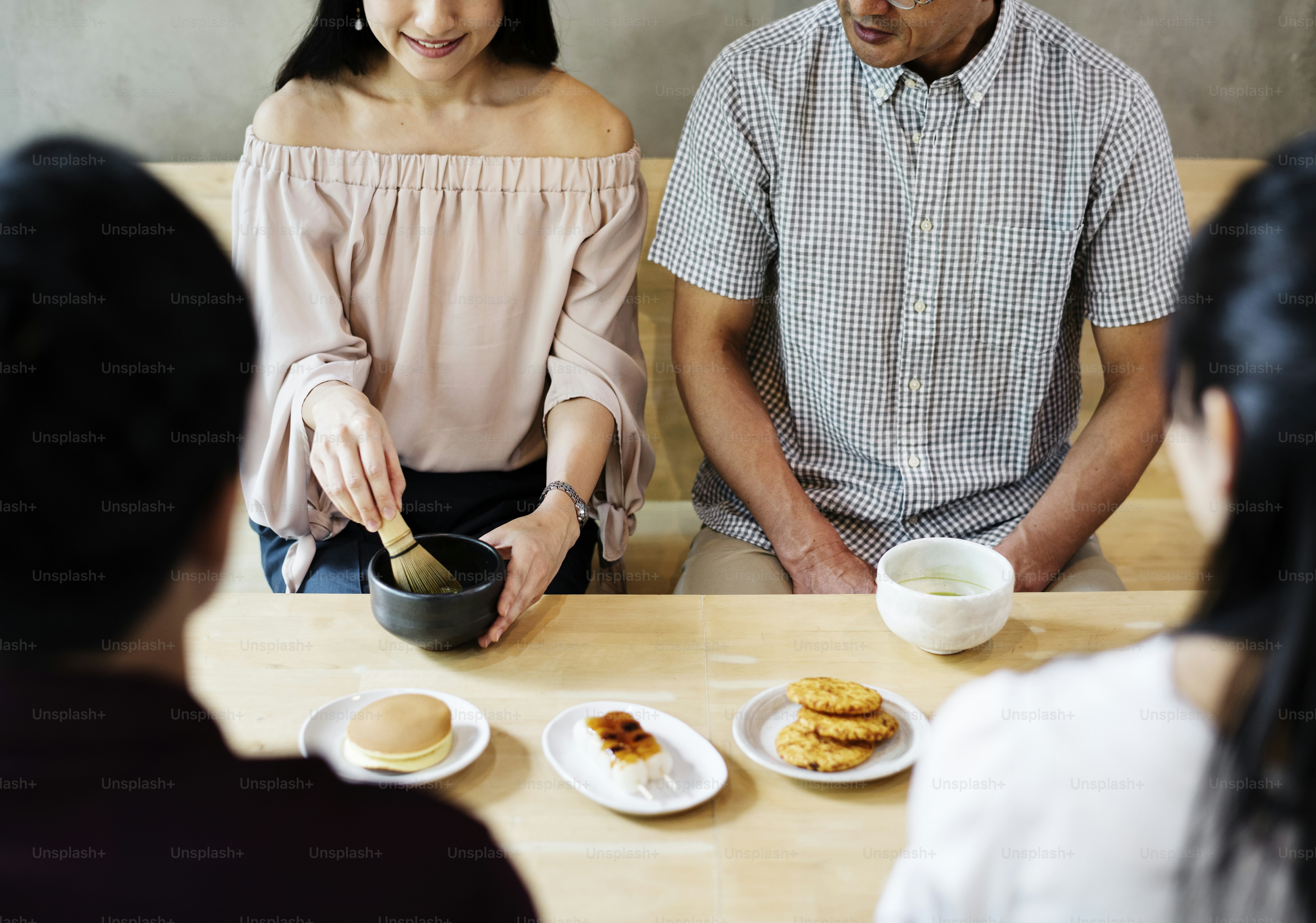 Japanese family dining together with happiness