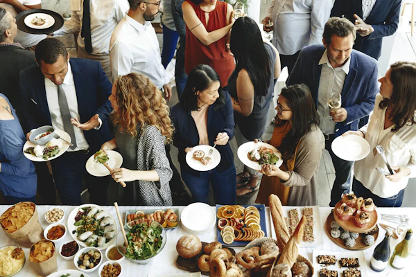 Catering buffet spread at an event reception