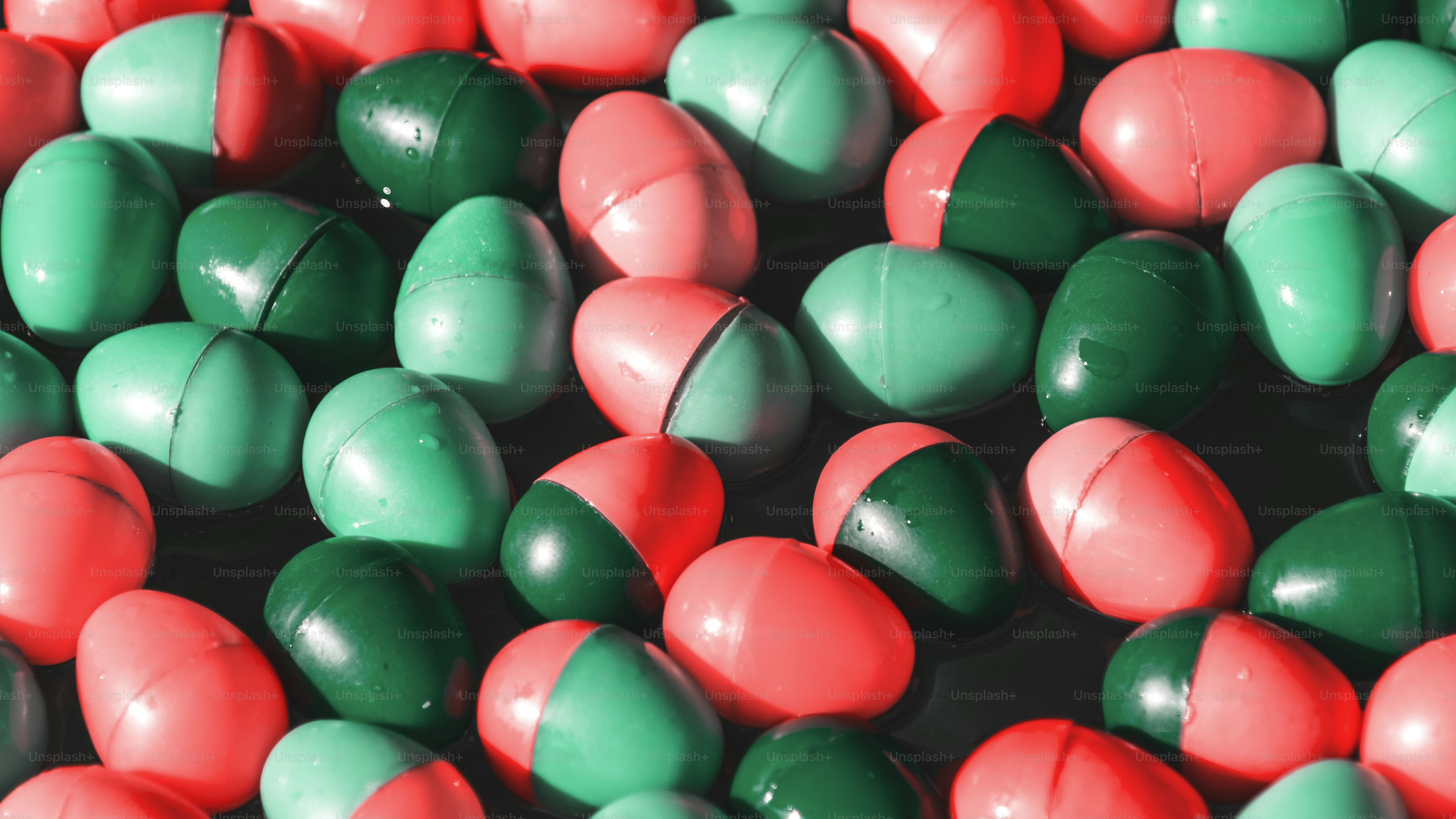 Plastic eggs floating in water