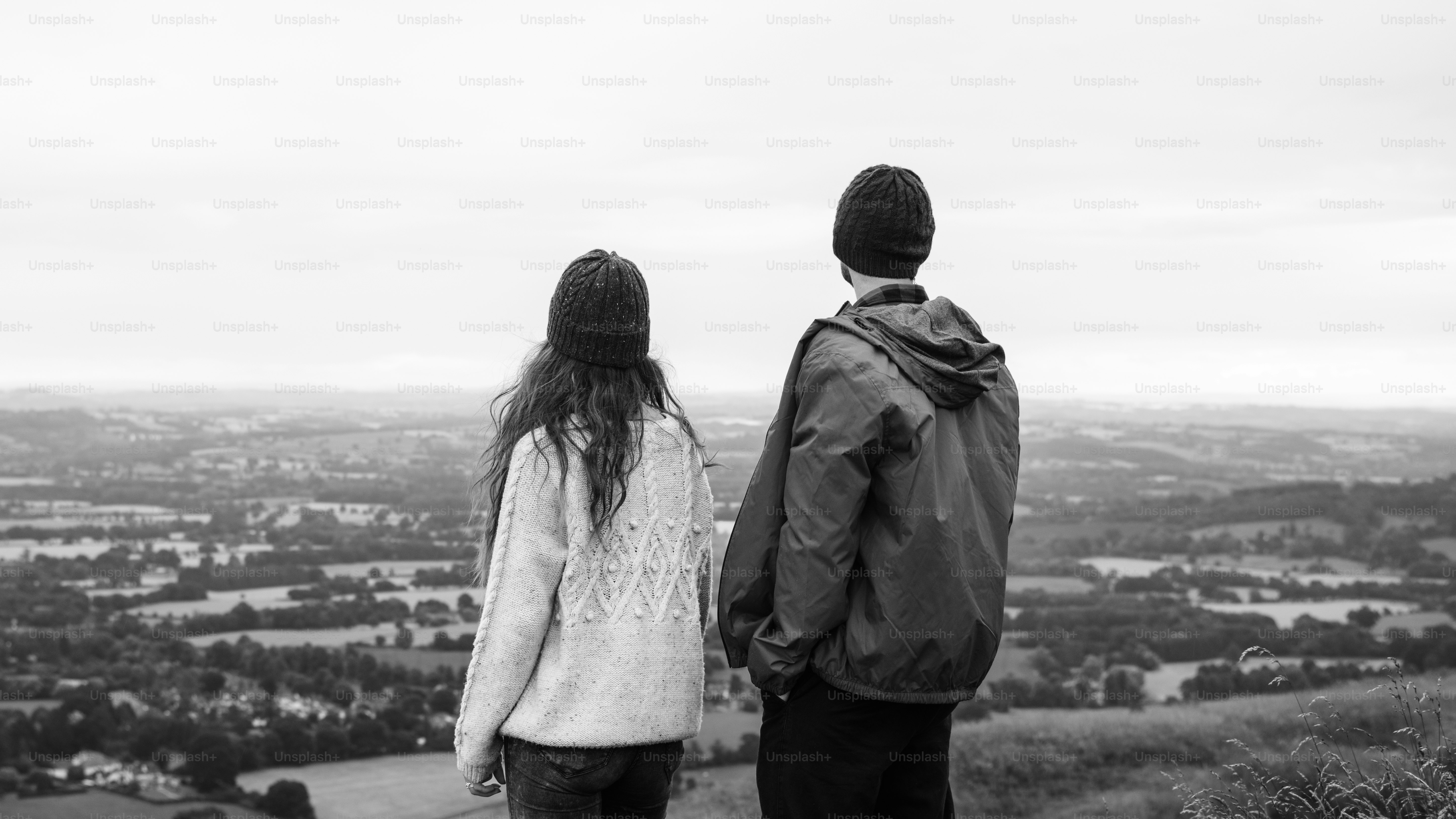 People Rear View Top Mountain Carefree Togetherness Concept