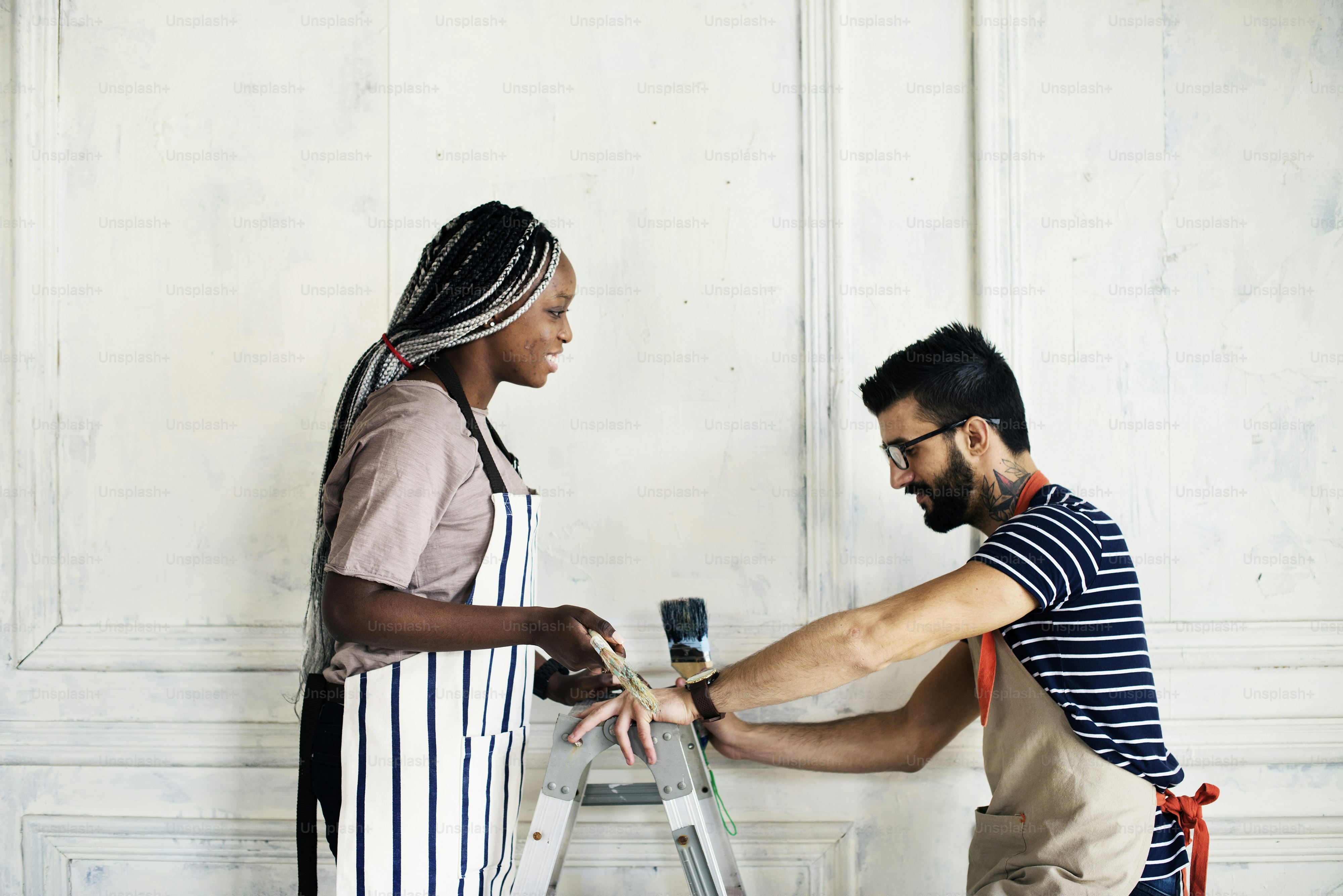 Couple renovating the house