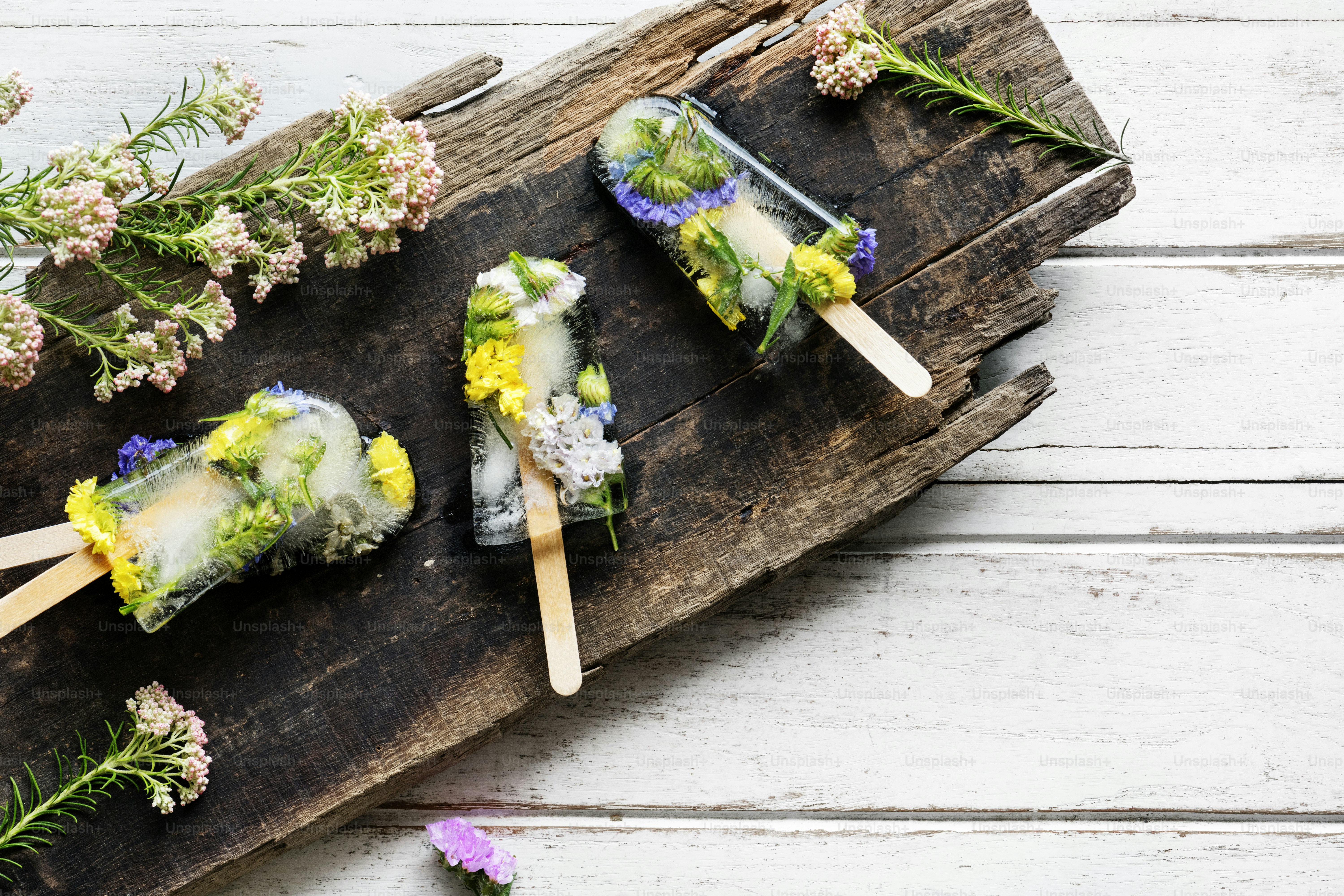 Homemade summer wildflower ice pop