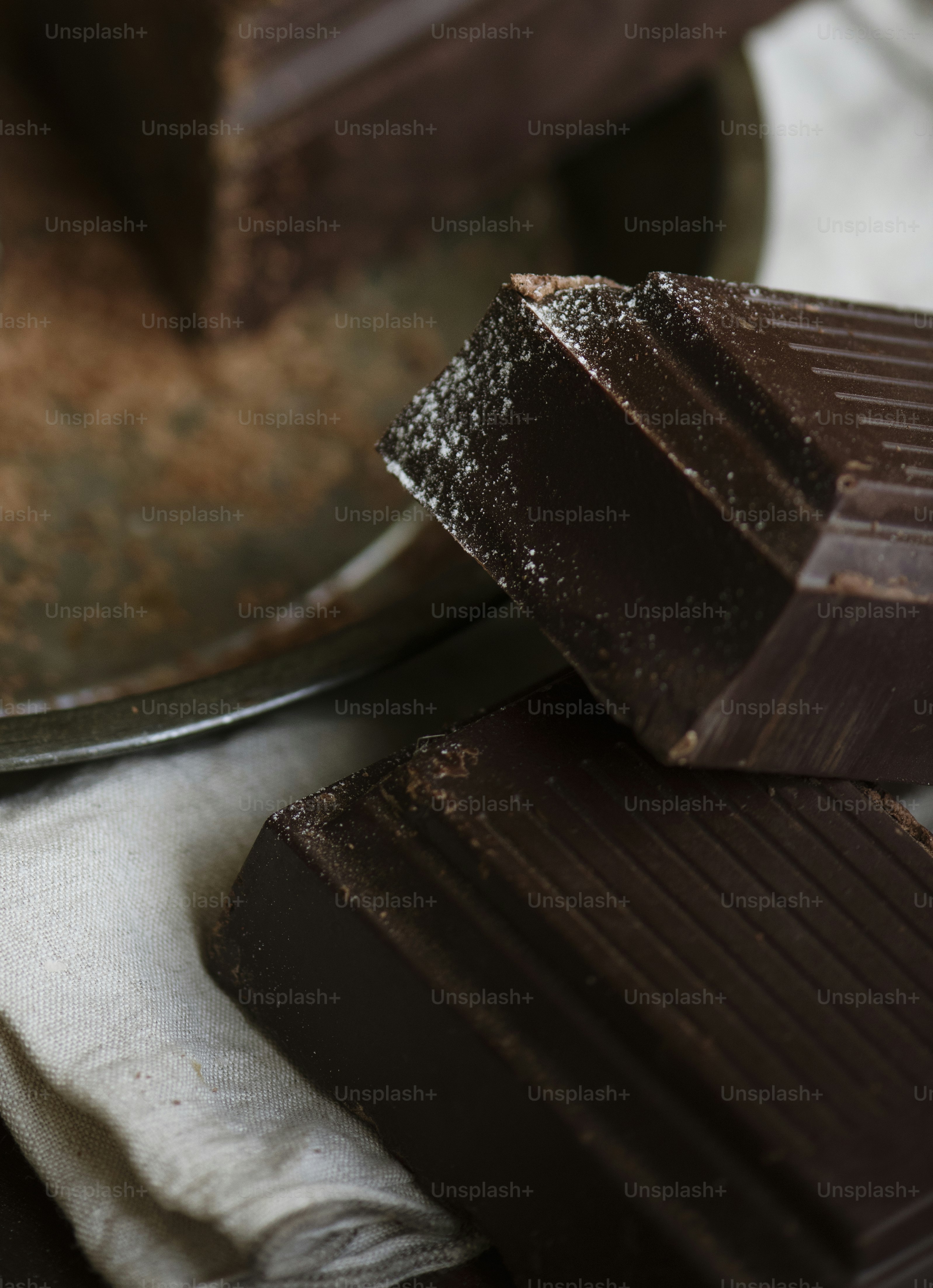 ダークチョコレートバーのクローズアップ