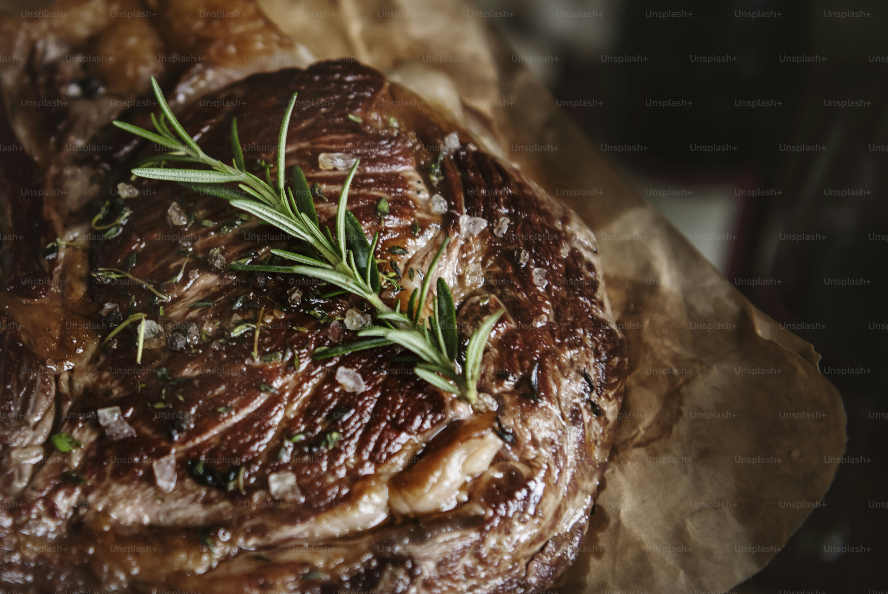 Tomahawk on a plate with garnish food photography recipe idea