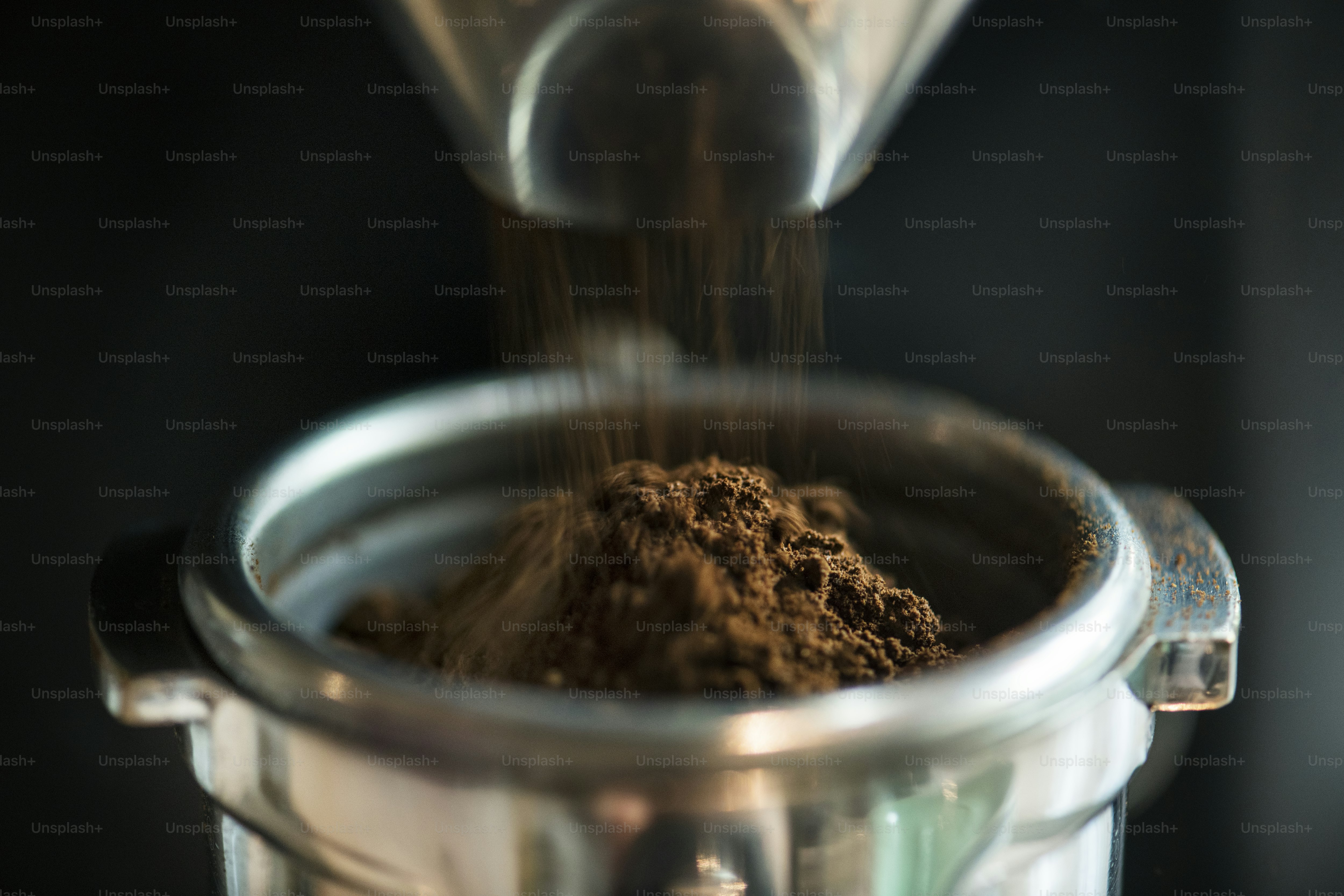 Closeup of fresh grinding coffee