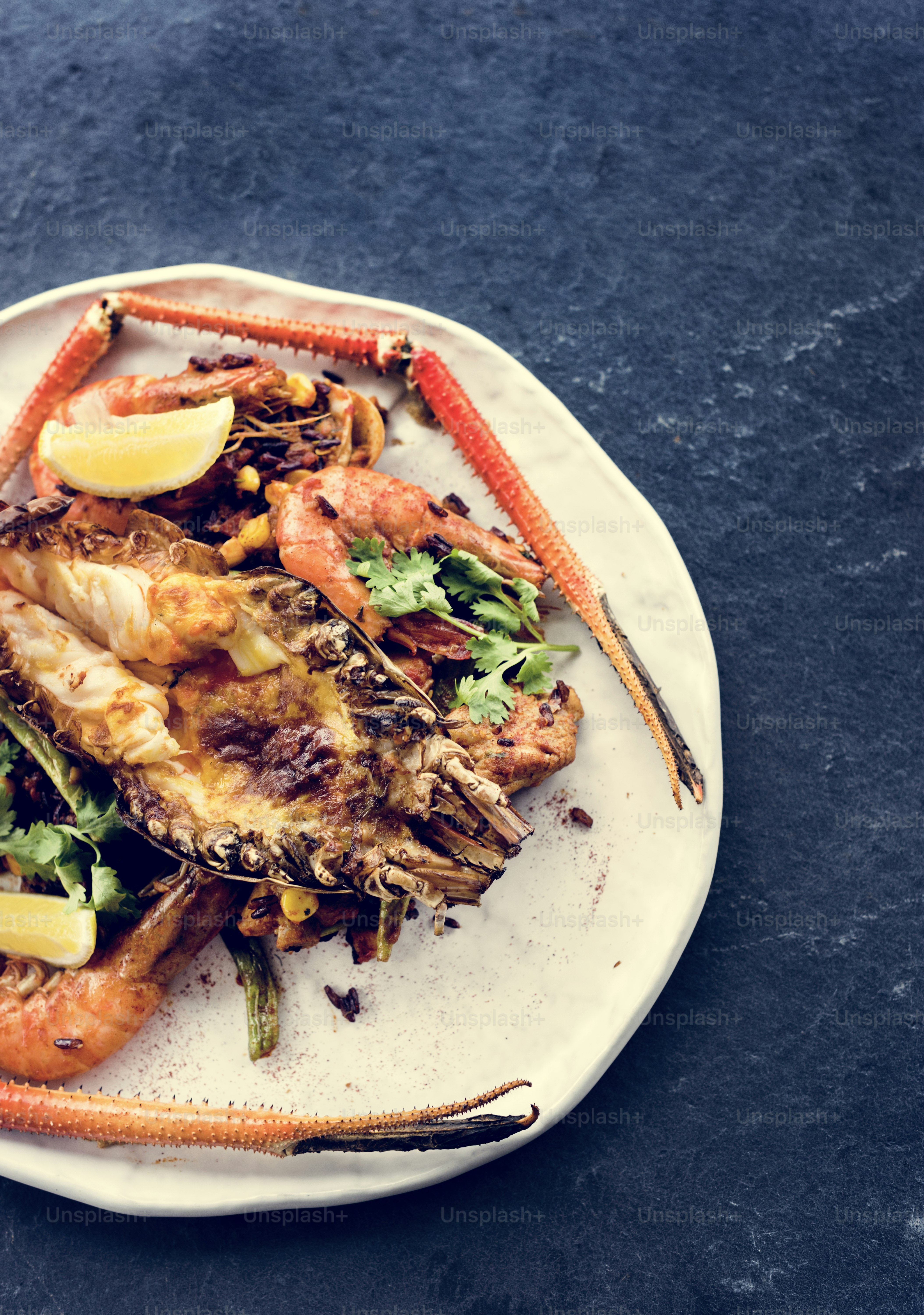 Grilled cooked shrimp dish tasty plate