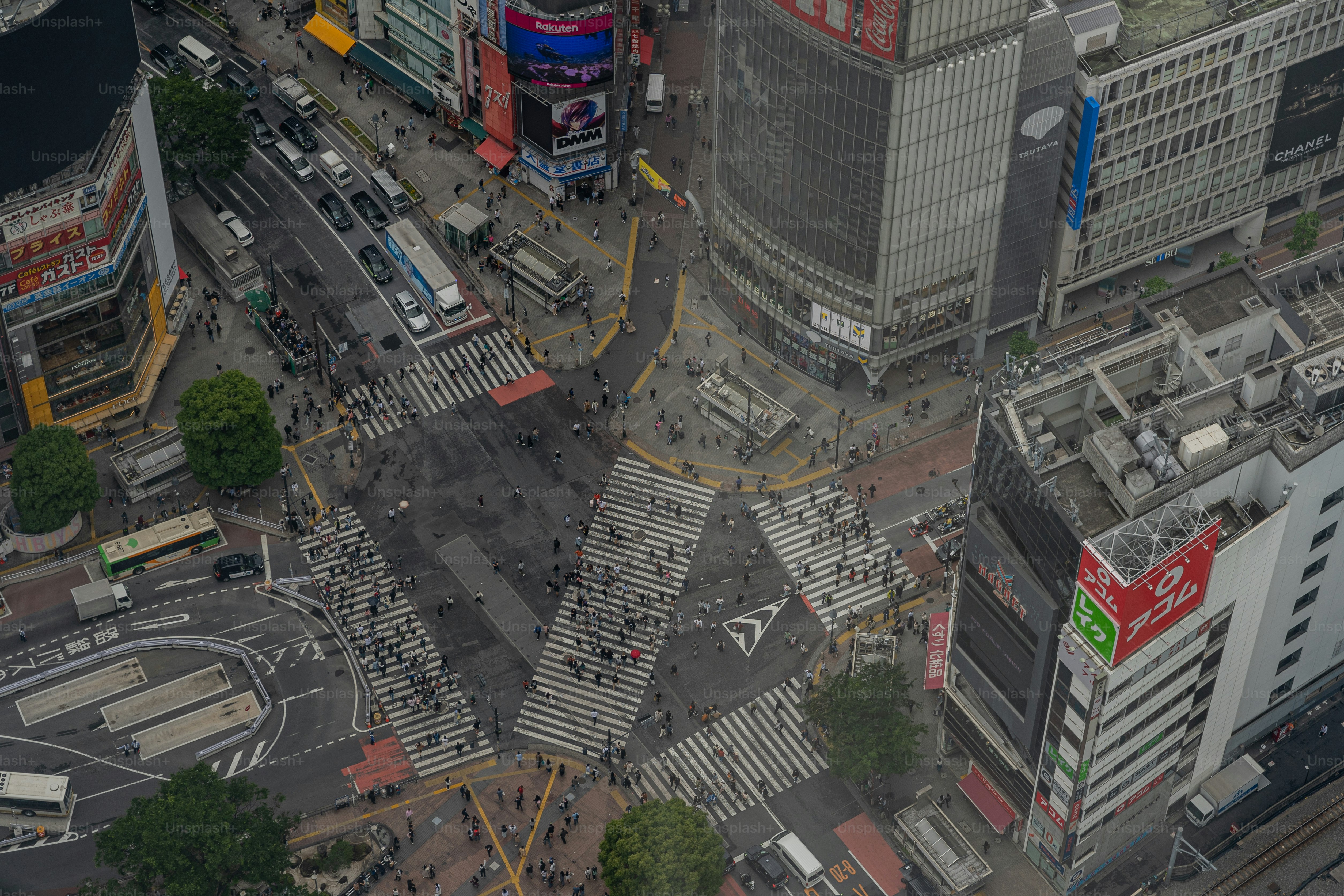An aerial view of a city with a lot of tall buildings
