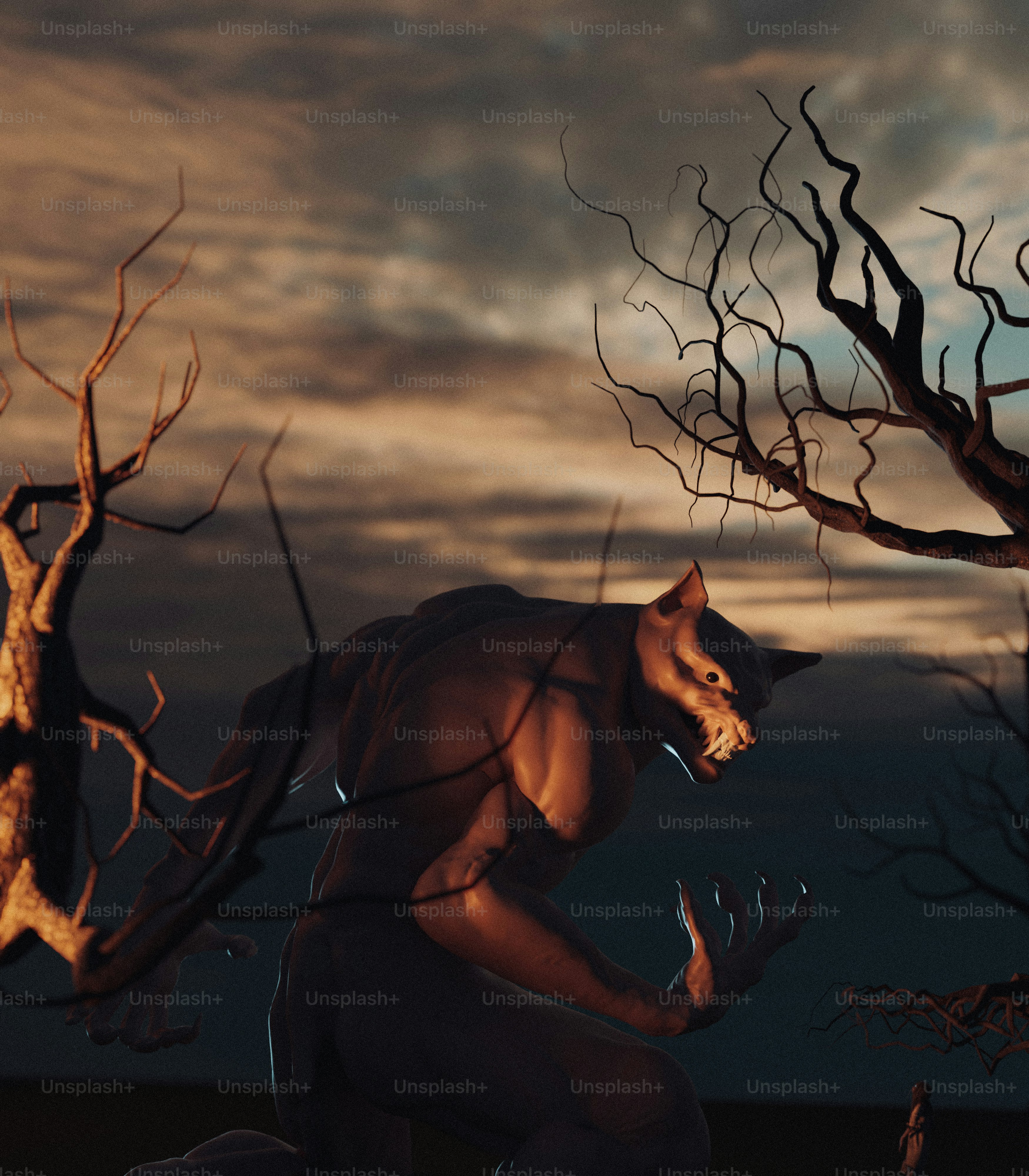 Una pintura digital de un hombre con un lobo en la espalda foto – Imagen de  Noche en Unsplash, image size:3000x3429