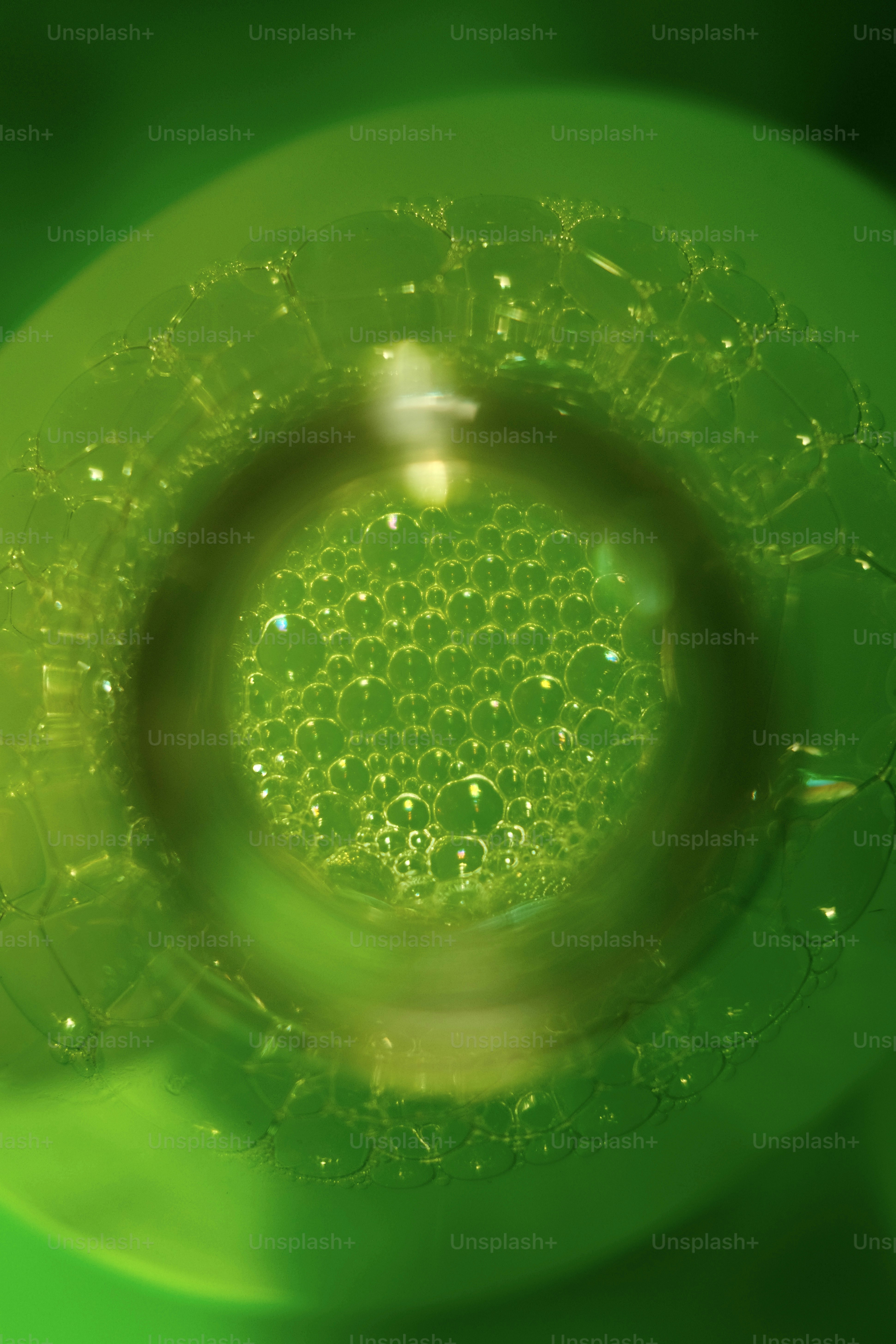 A close up view of a green object