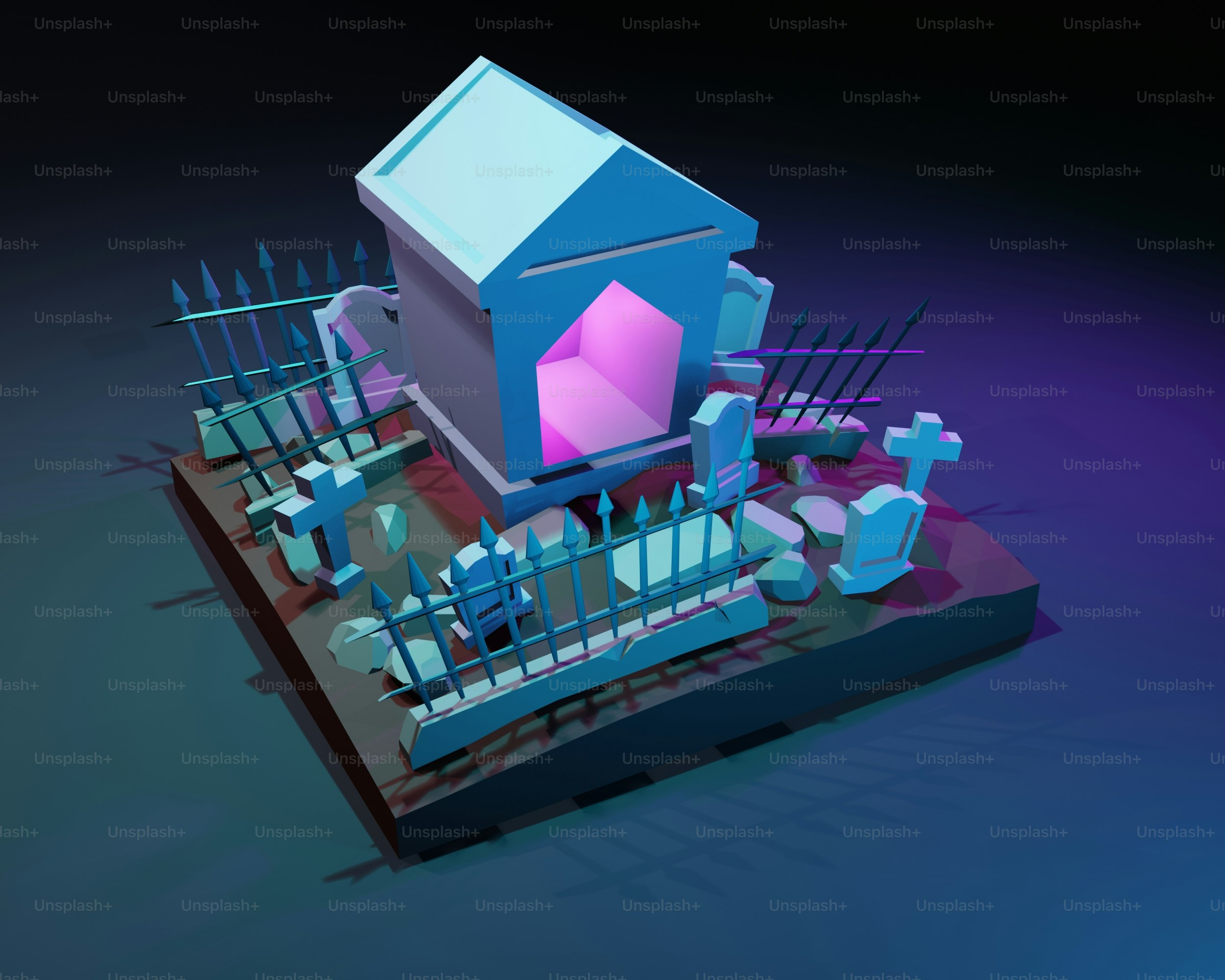 コンピュータで生成された教会の画像