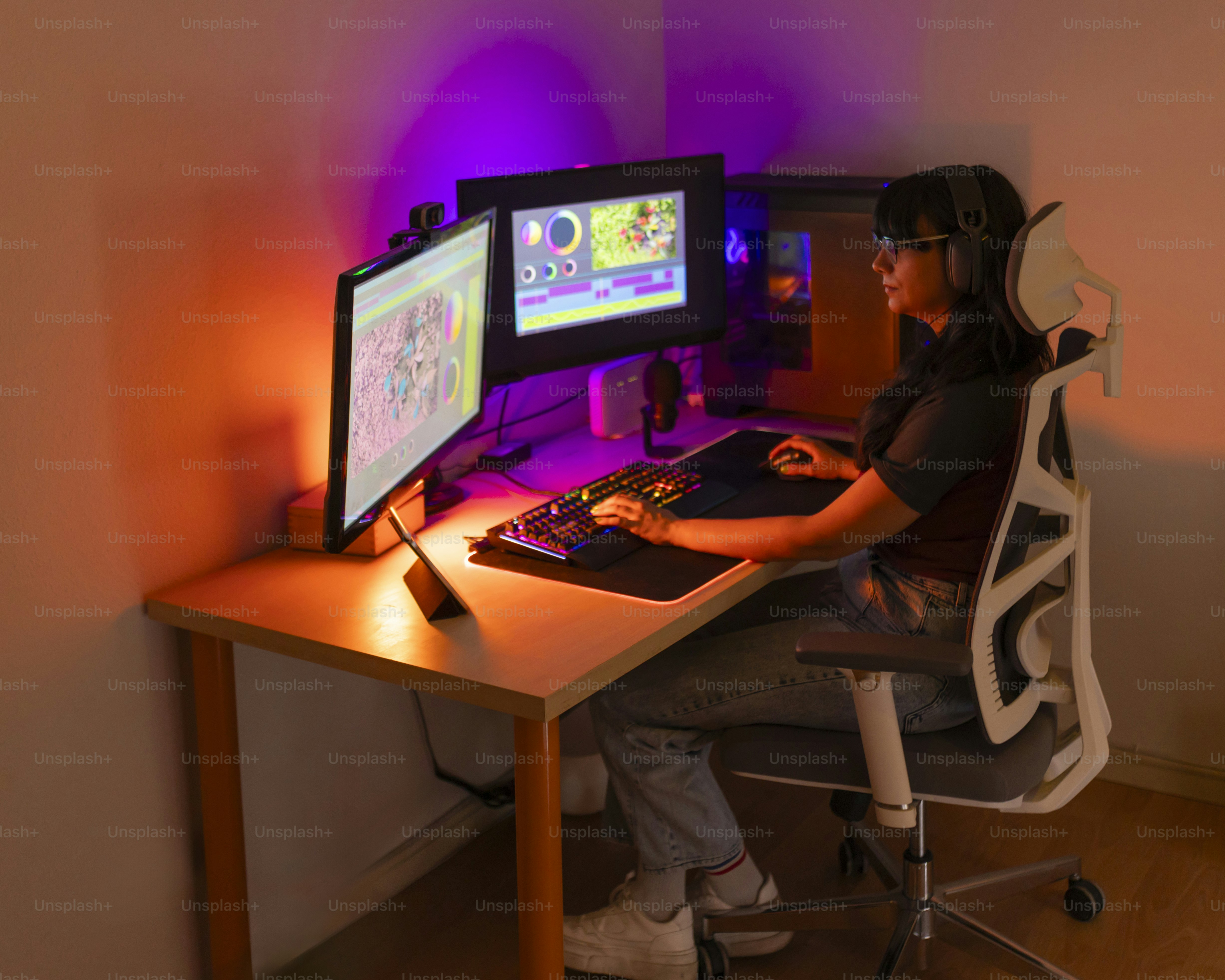 A person sitting at a desk with a computer
