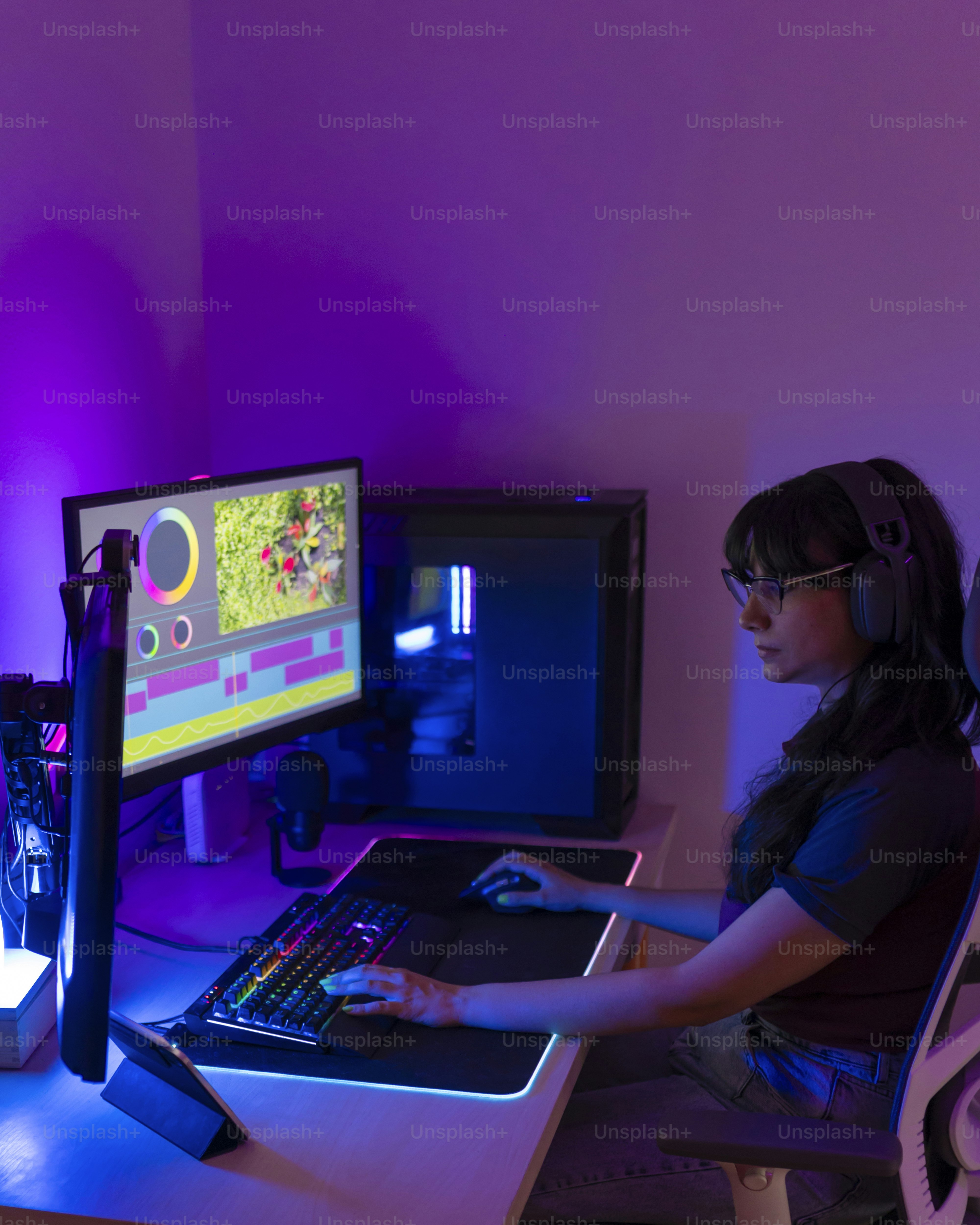 A person sitting at a desk with a computer