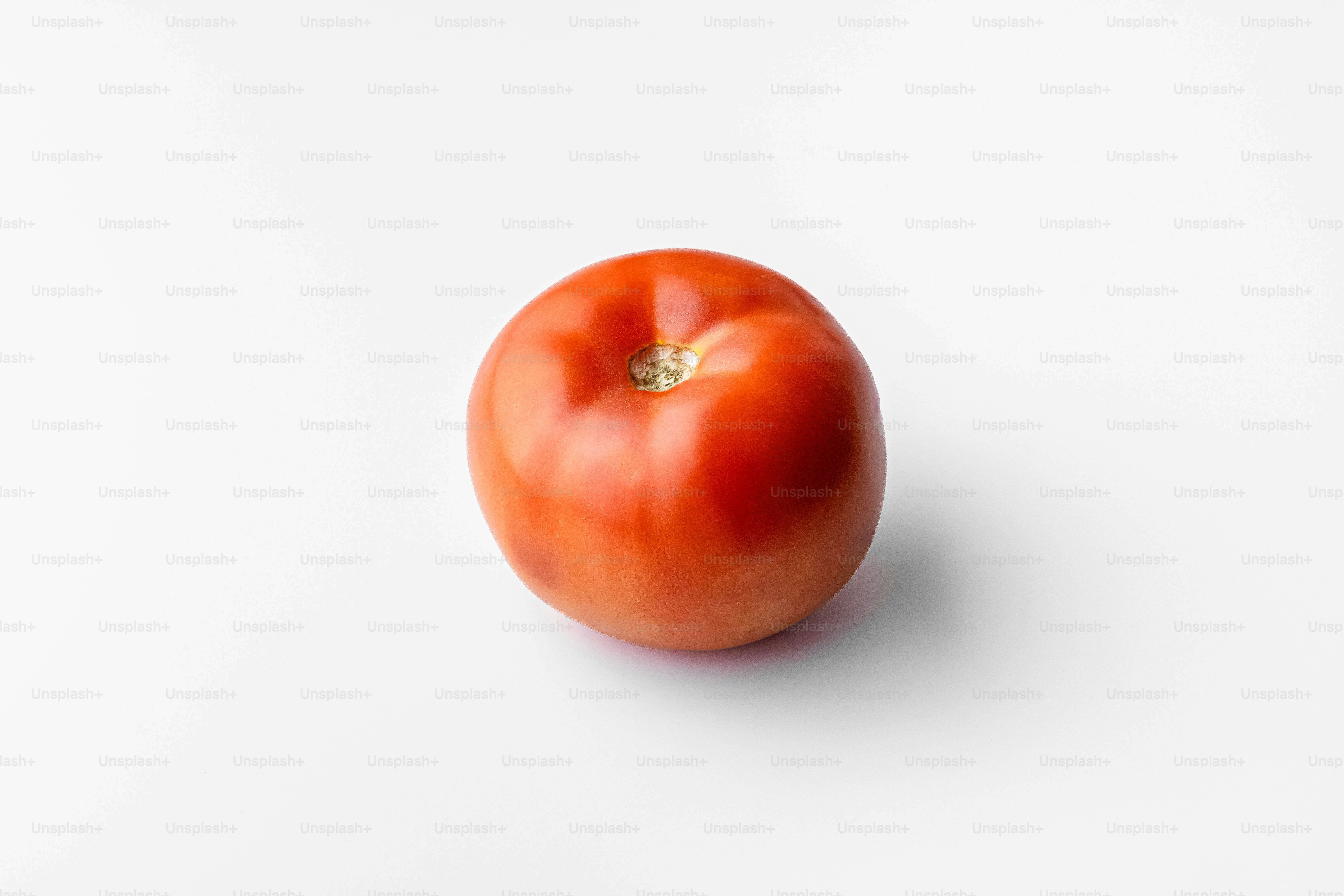 A single tomato on a white background