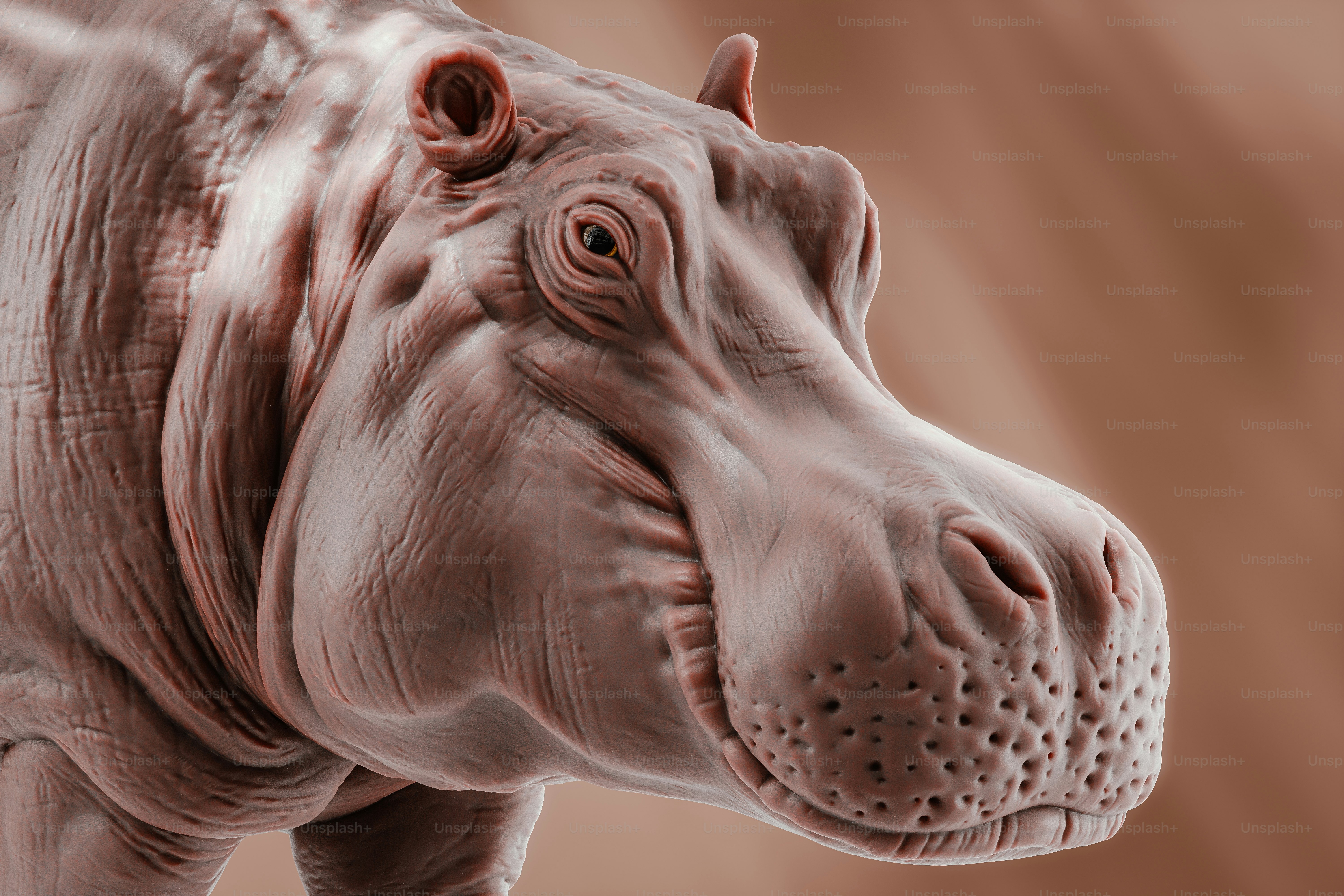 A close up of a hairless dog on a brown background