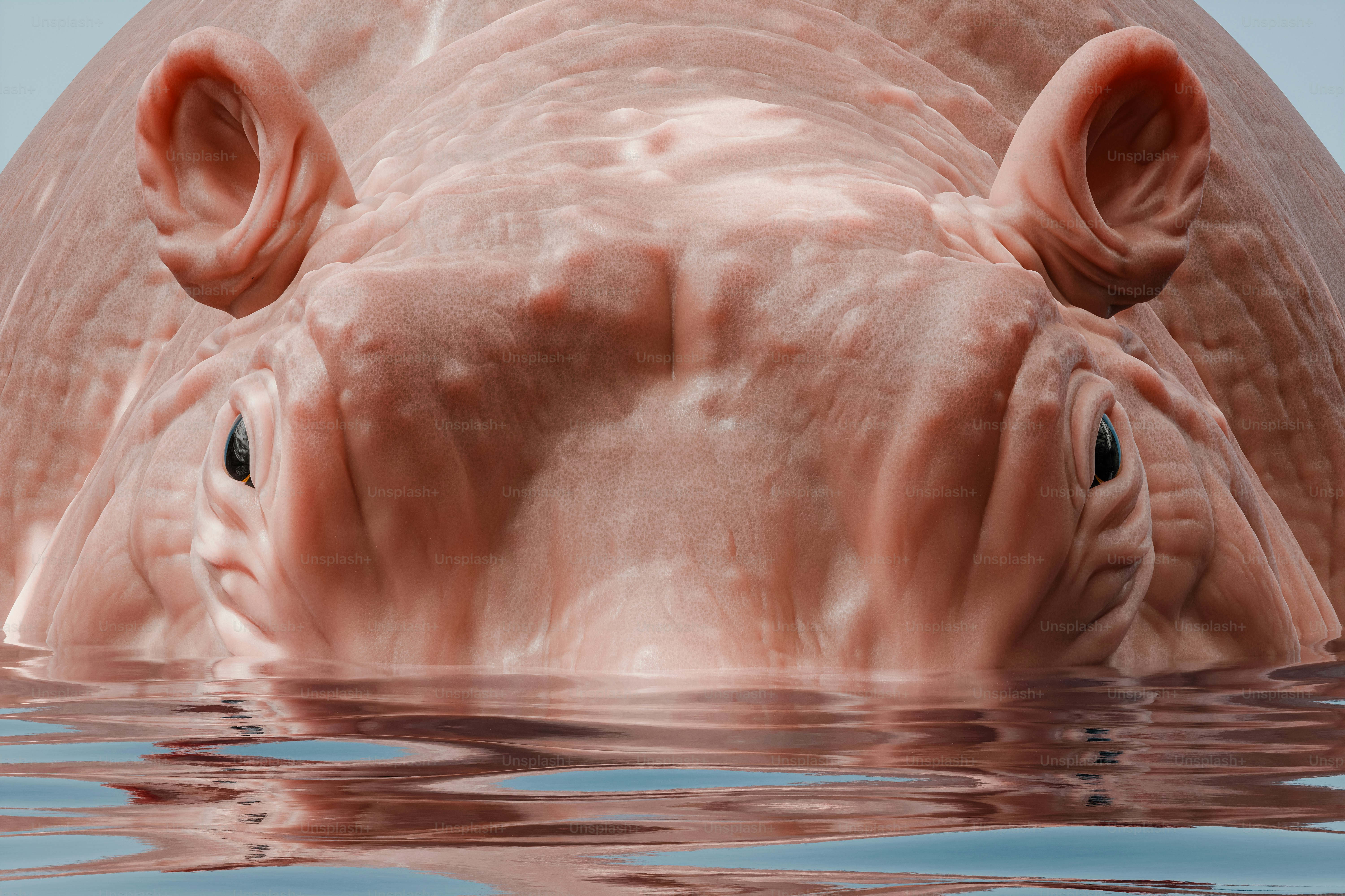 A close up of a hippopotamus in the water