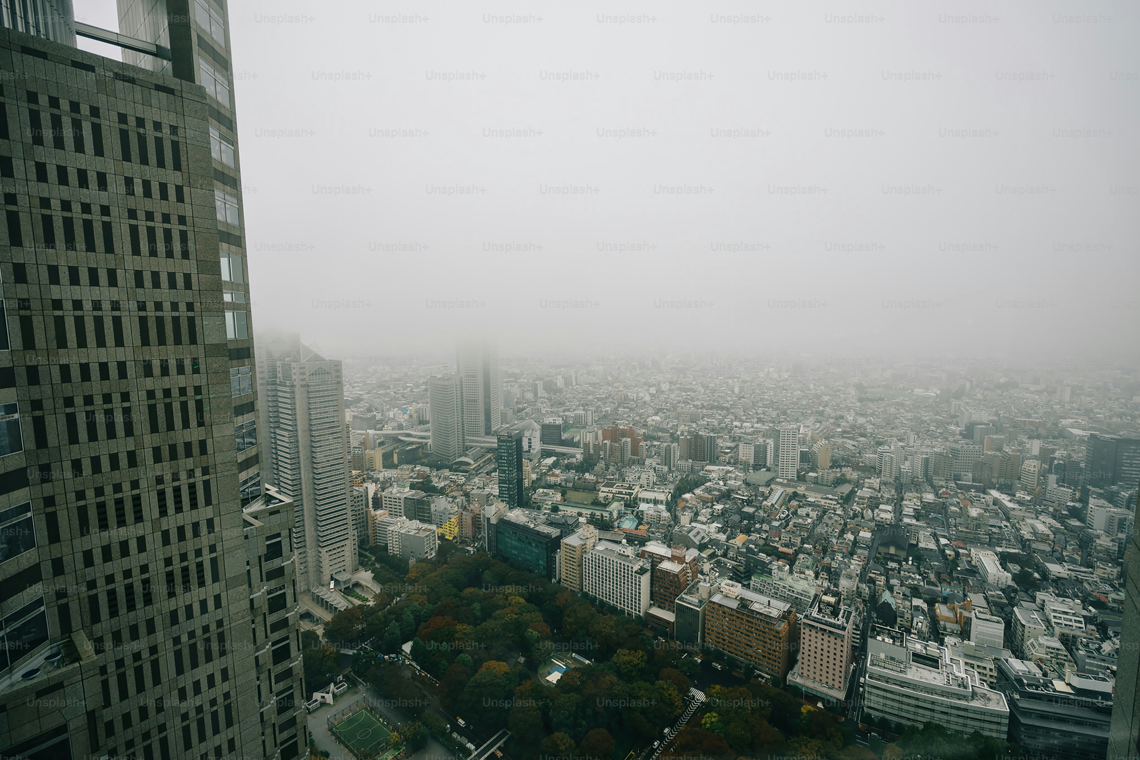 A view of a city from a tall building