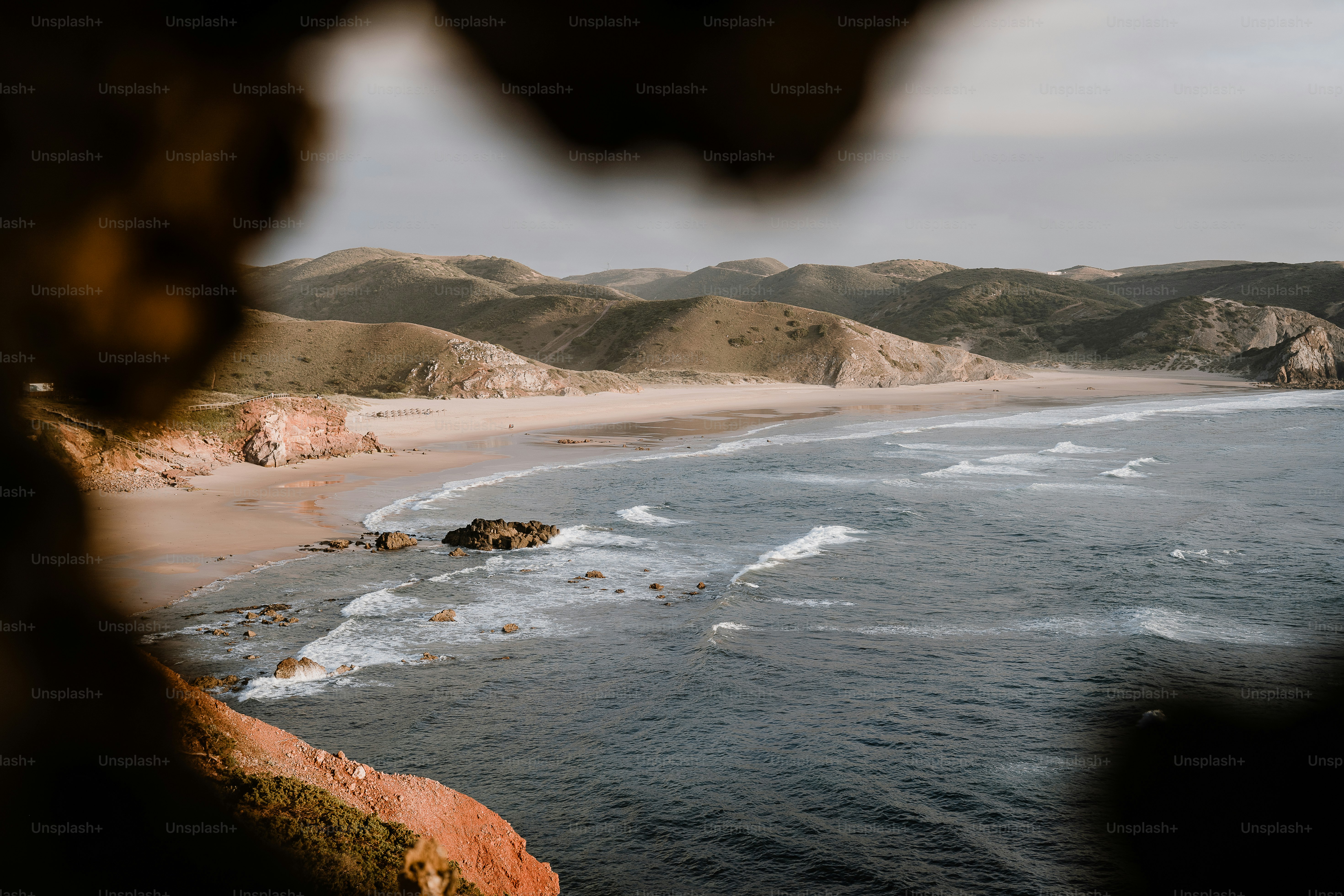 A view of a beach from a distance
