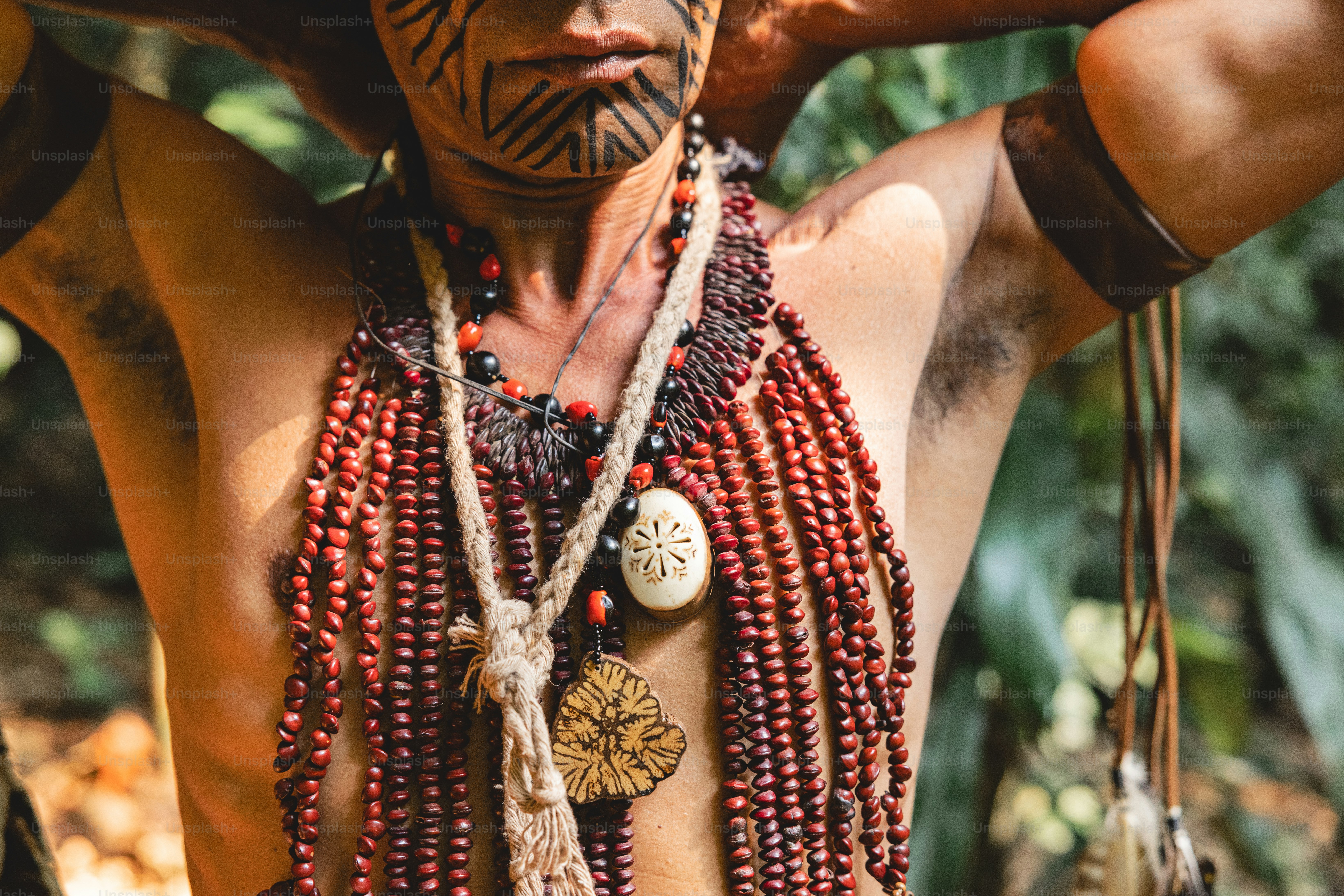 A man in a native american style headdress poses for a picture