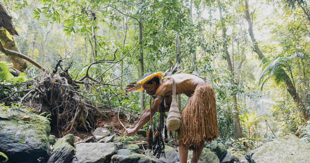 Man Making Ridge Forest A man standing on a rock in the middle of a forest photo – Native Image ...
