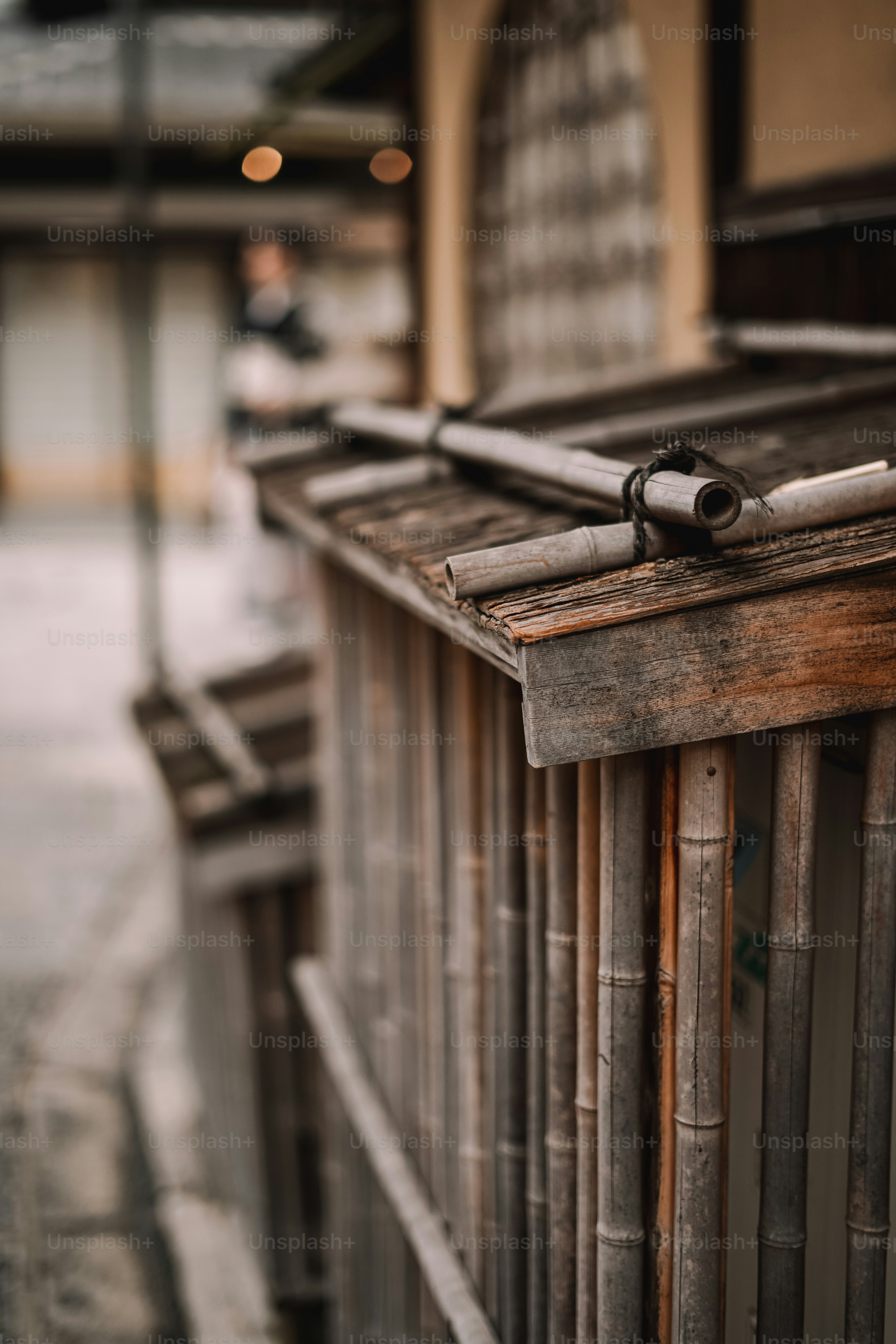 A row of wooden benches sitting next to each other