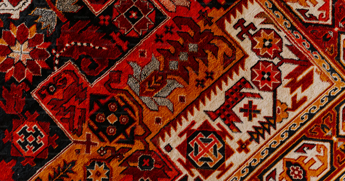 Patterned Rug Close Up A close up of a rug with many different colors photo – Pattern Image on ...