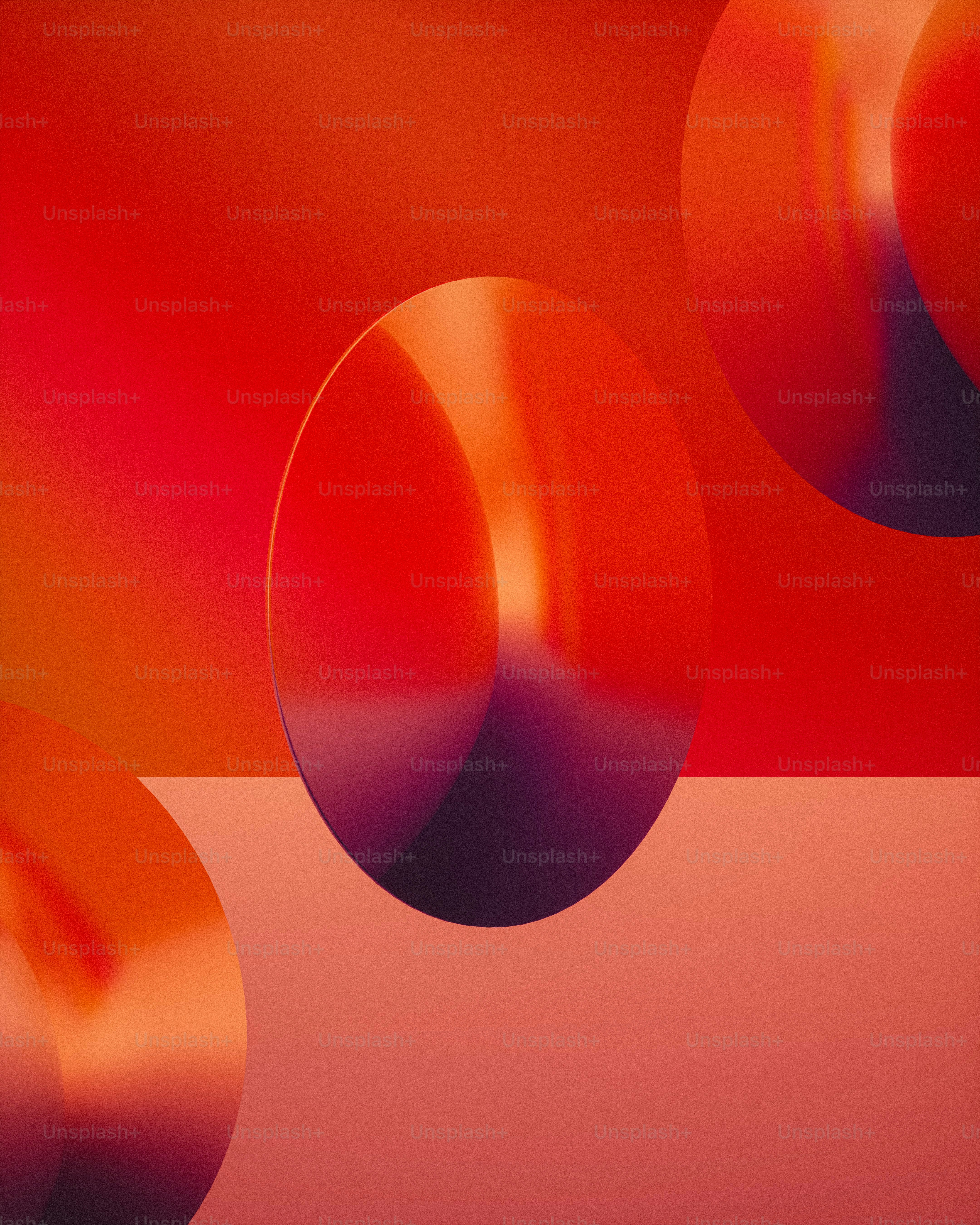 A red and pink background with circles