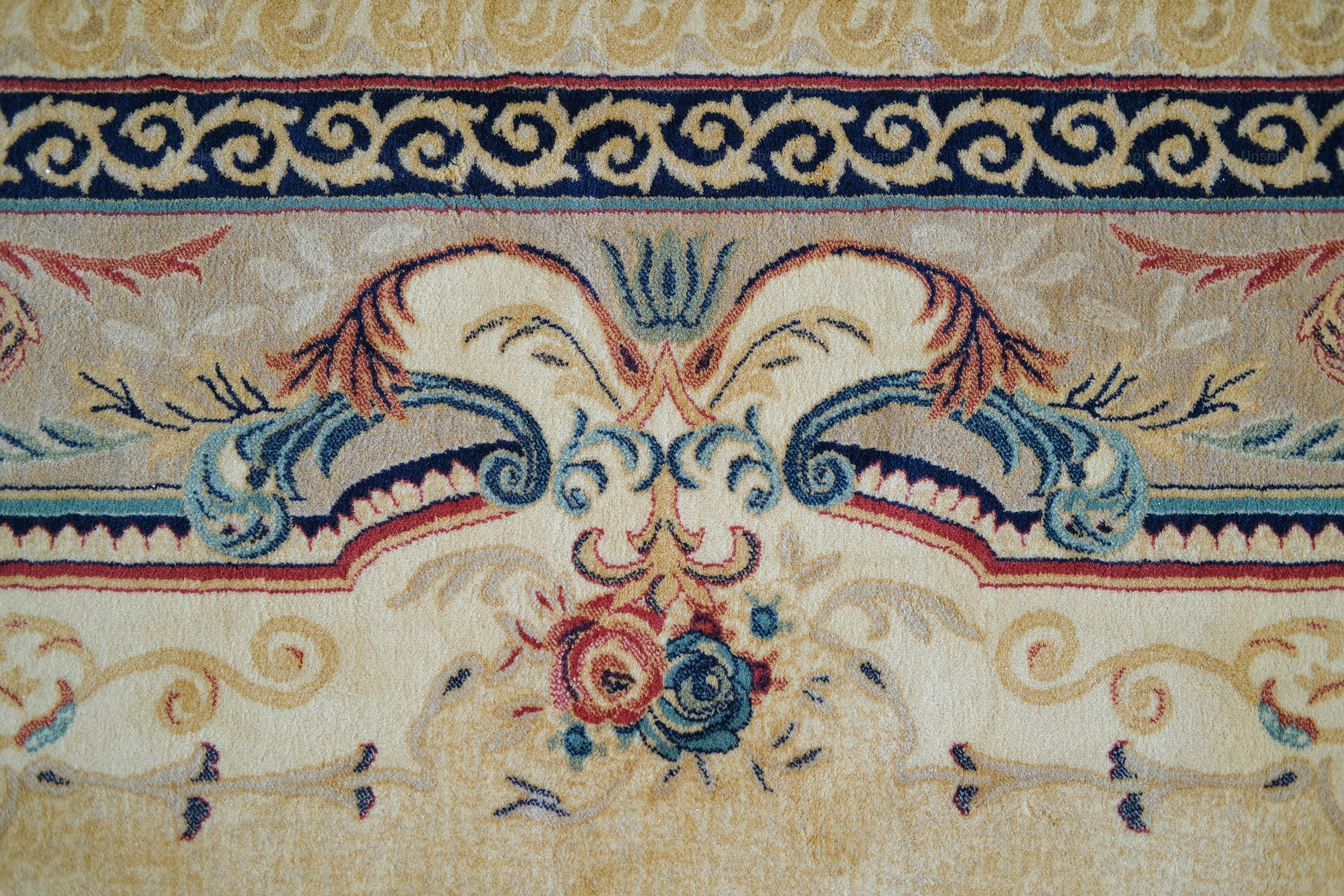 A close up of a rug with a design on it