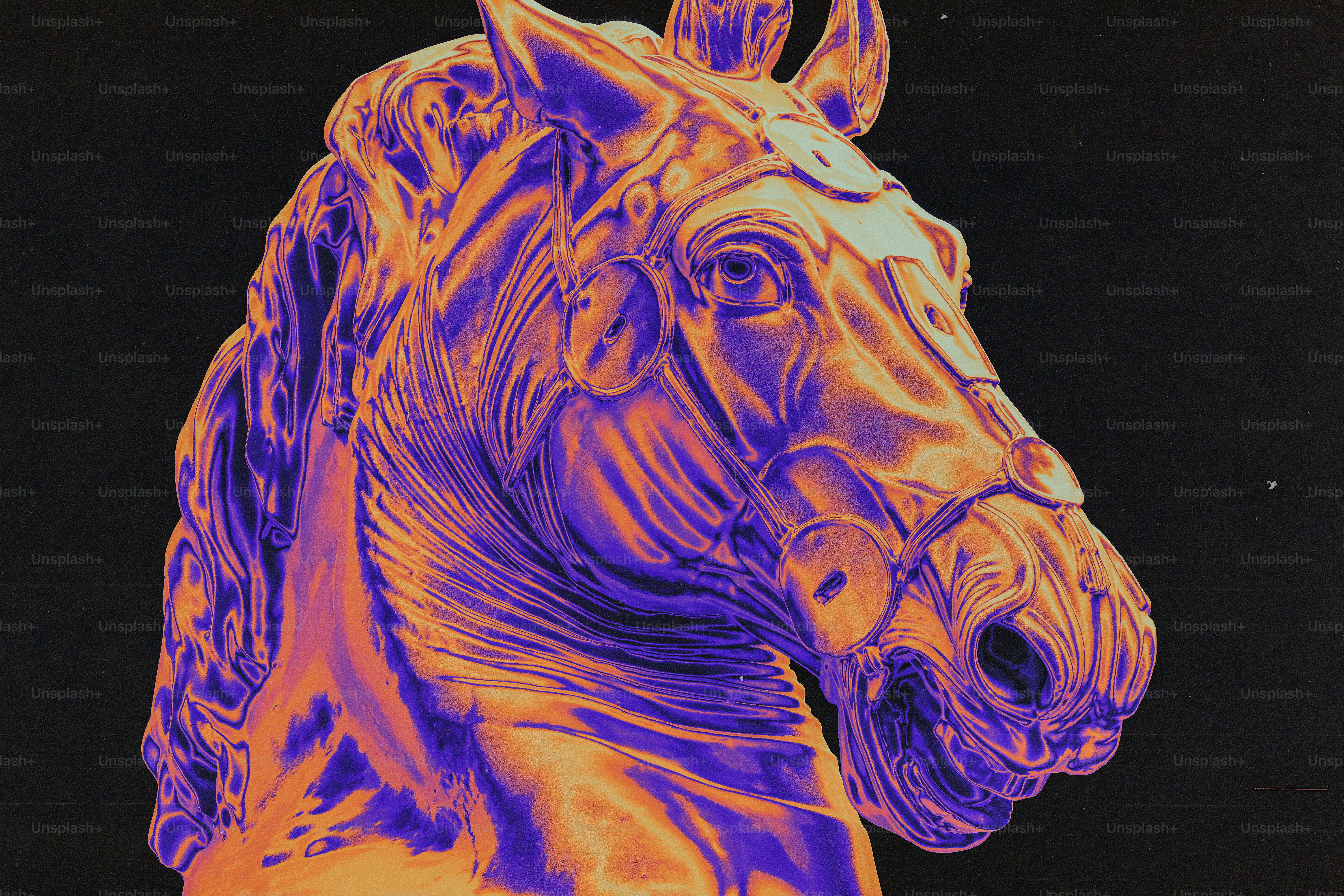 A picture of a horse with a purple background